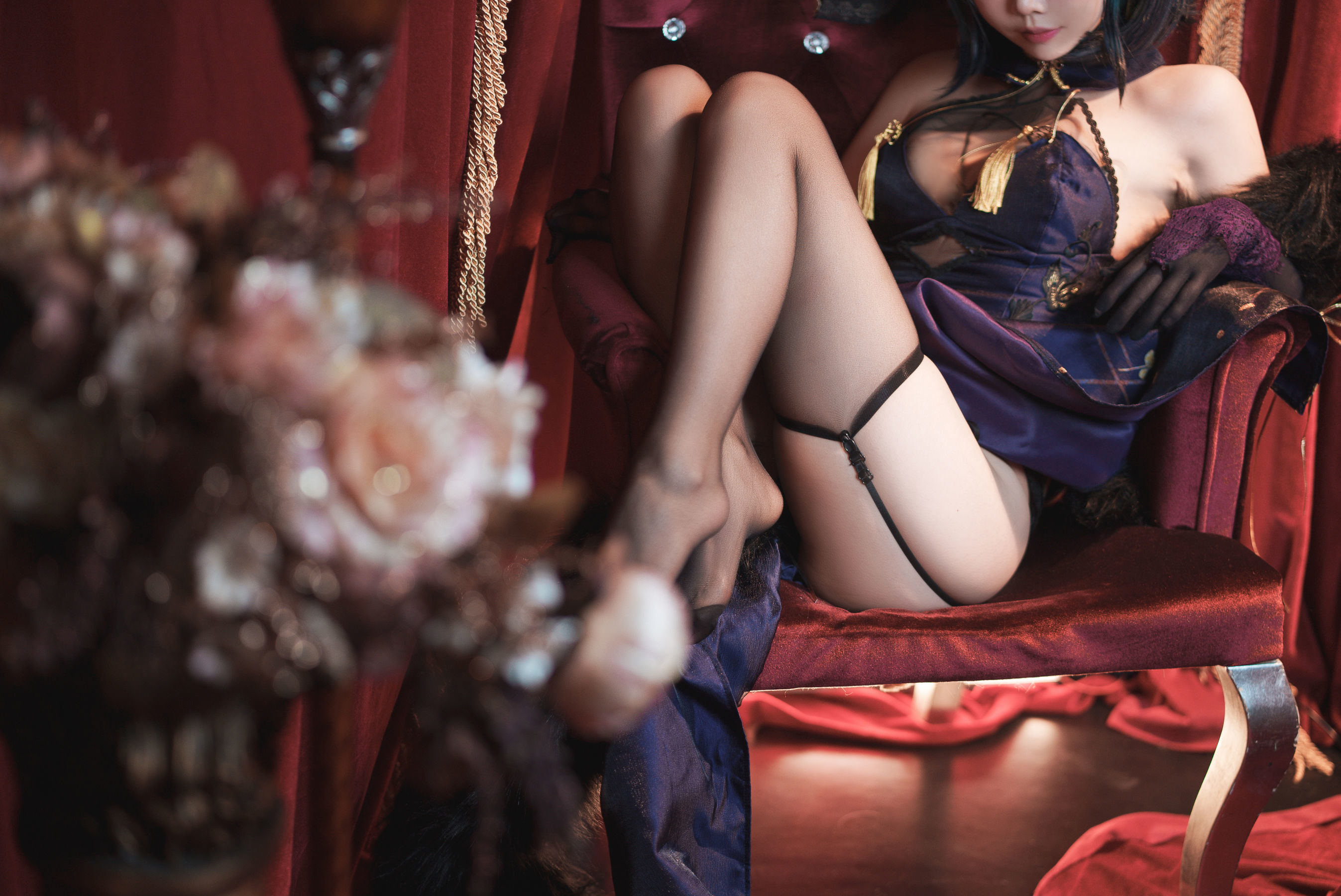福利COS] 可愛人氣Coser麵餅仙兒 - 柴郡旗袍