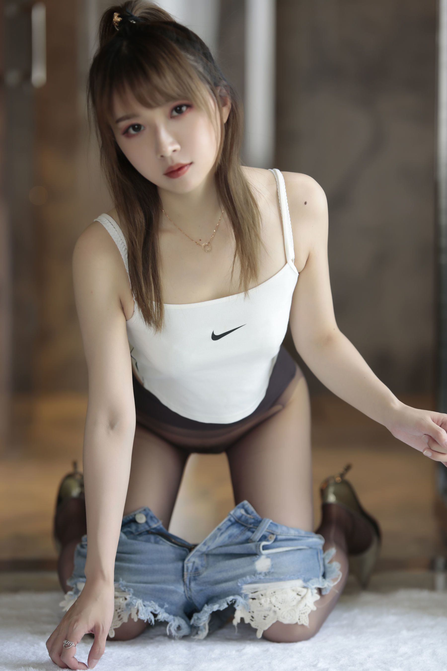 ファンサービスCOS] ドウユウ主播 小魔女ルナ - カウボーイ小パンツ