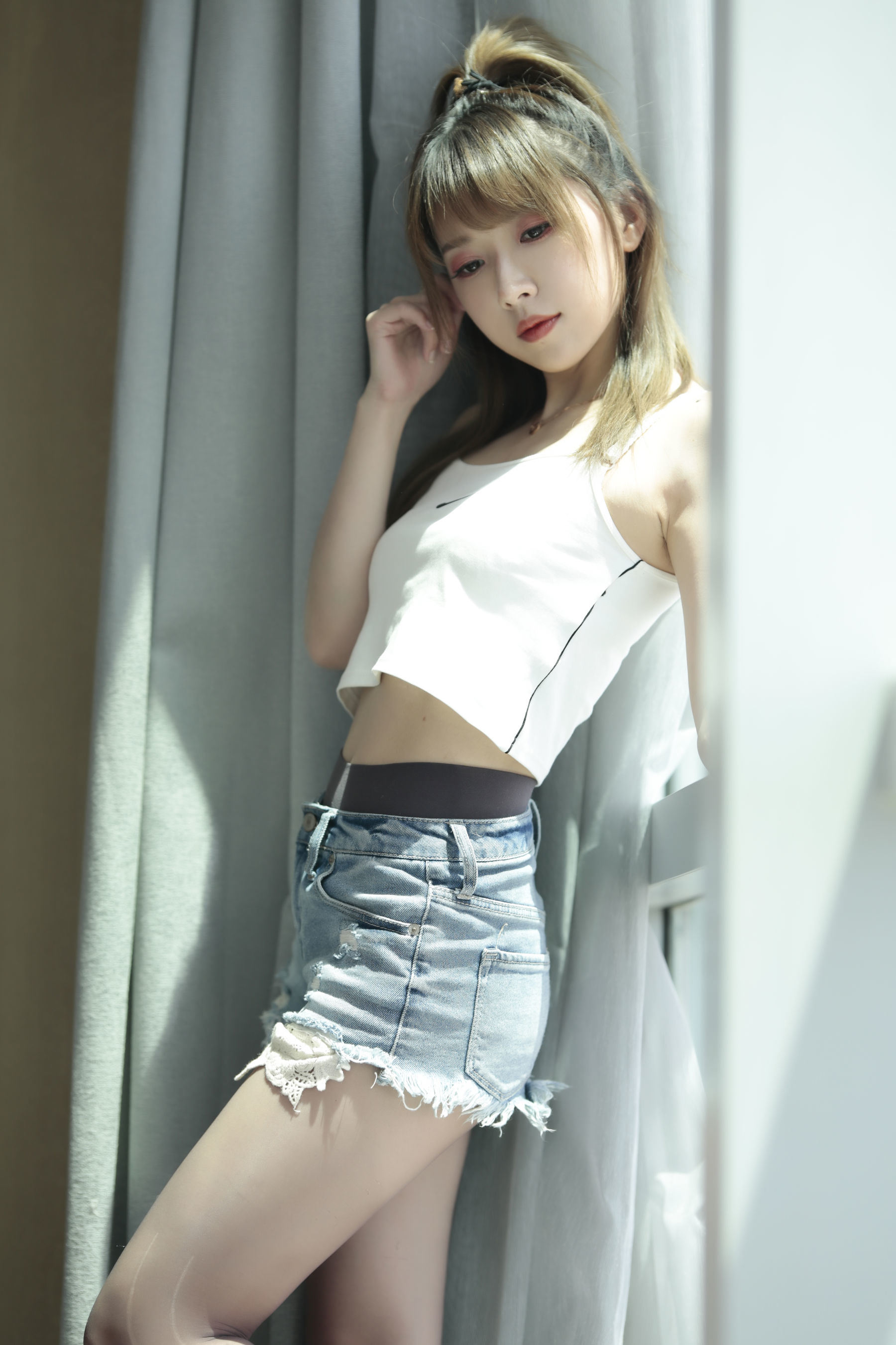 ファンサービスCOS] ドウユウ主播 小魔女ルナ - カウボーイ小パンツ