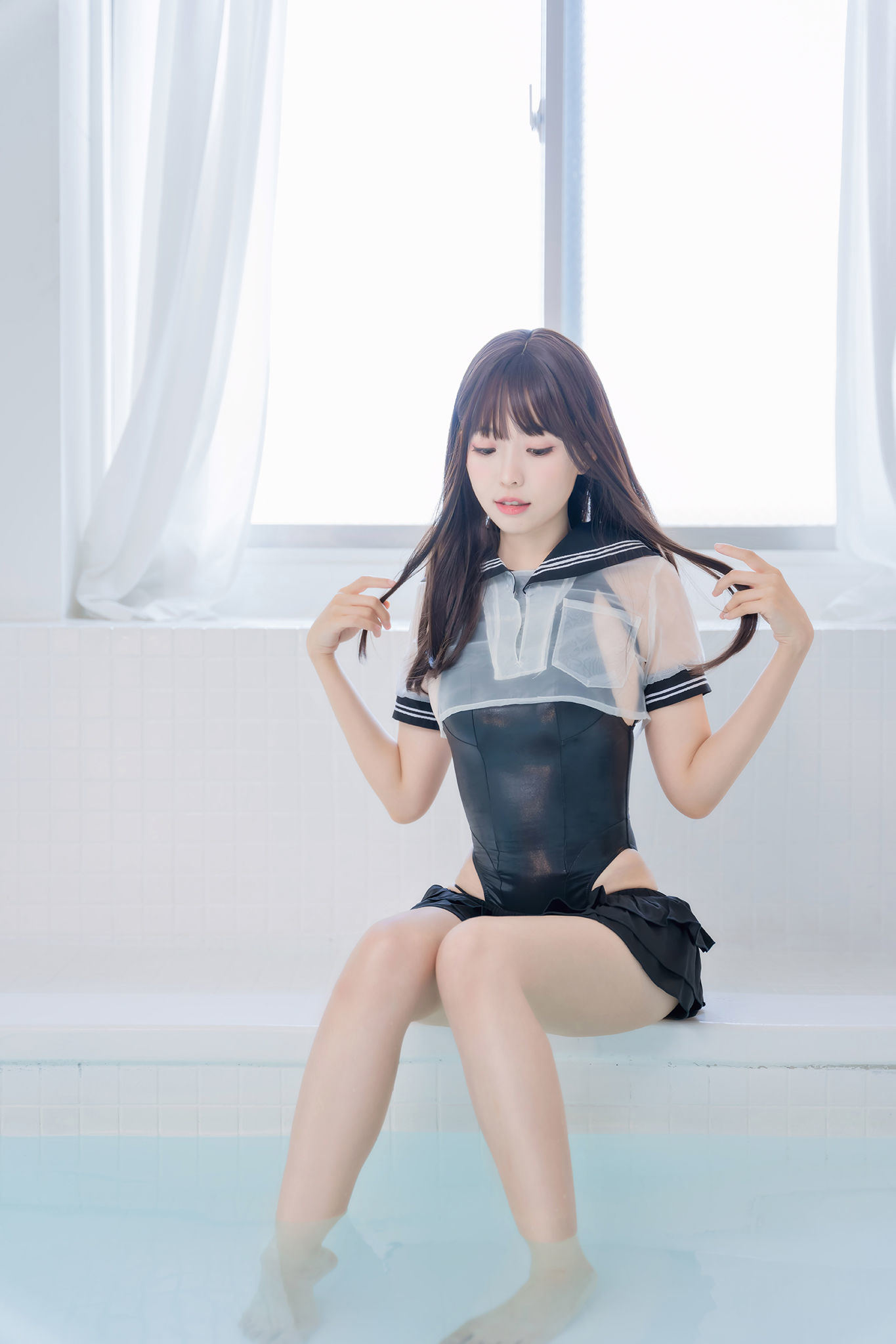 Fan Service COS] Ely_eee (ElyEE子) - Racing Swimsuit (Competitive Swimming Sailor Uniform)