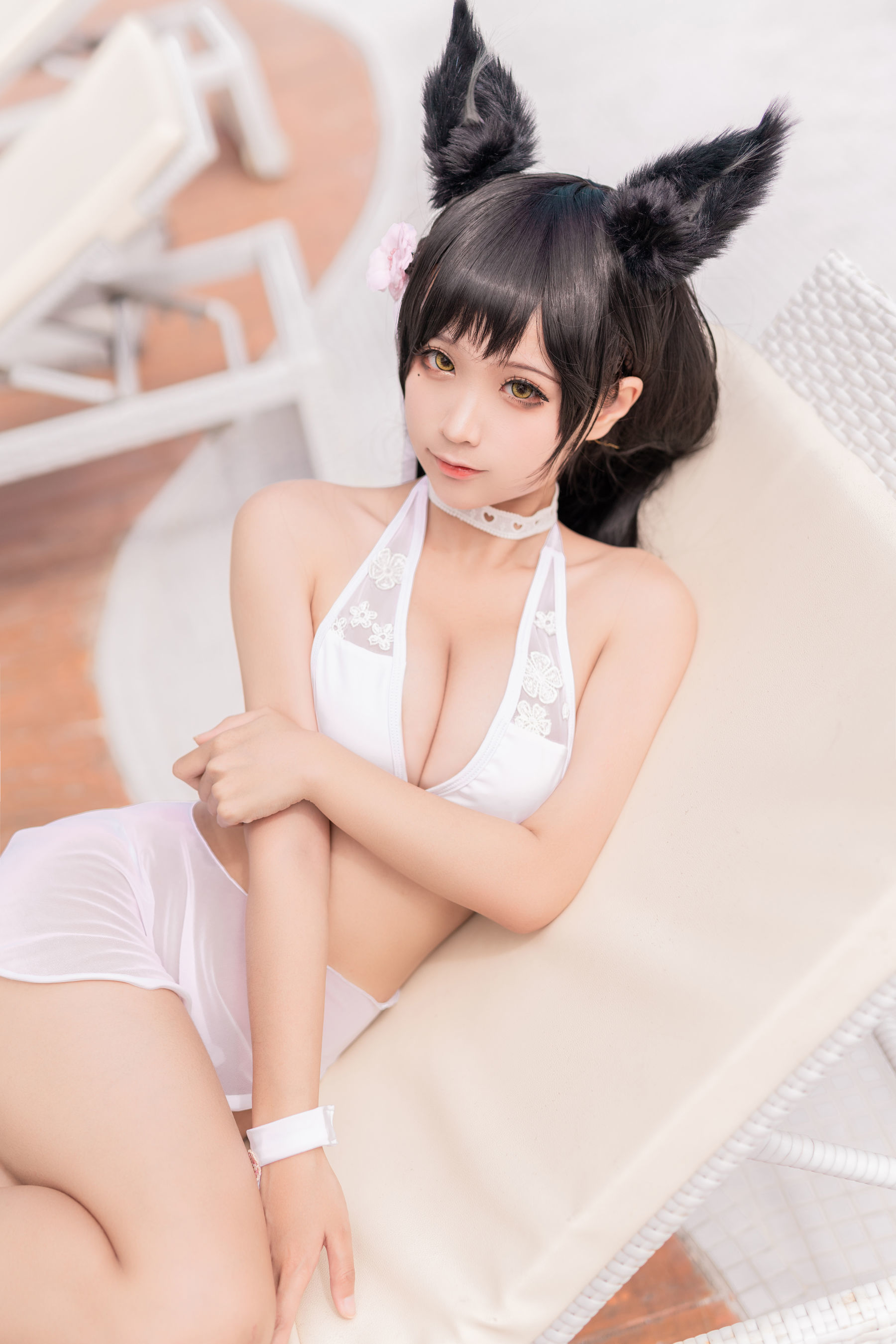 [福利COS] 动漫博主蠢沫沫 - 爱宕 犬 泳装