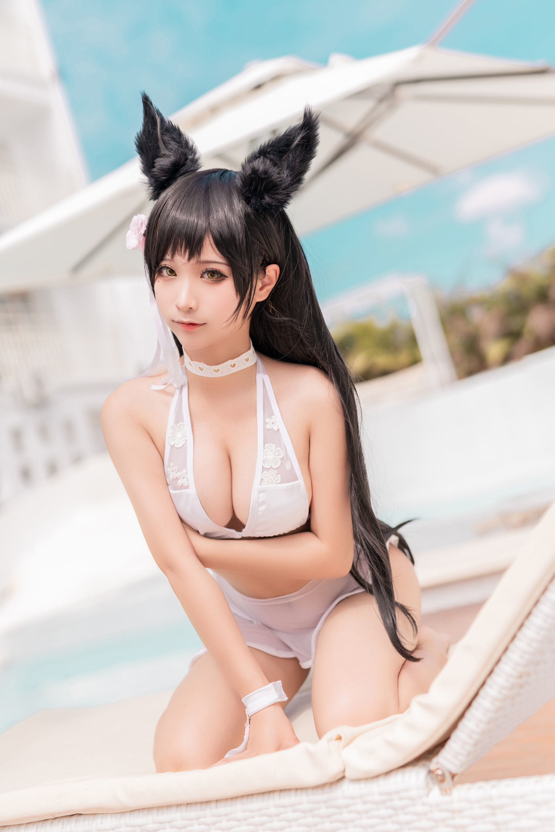 [福利COS] 动漫博主蠢沫沫 - 爱宕 犬 泳装