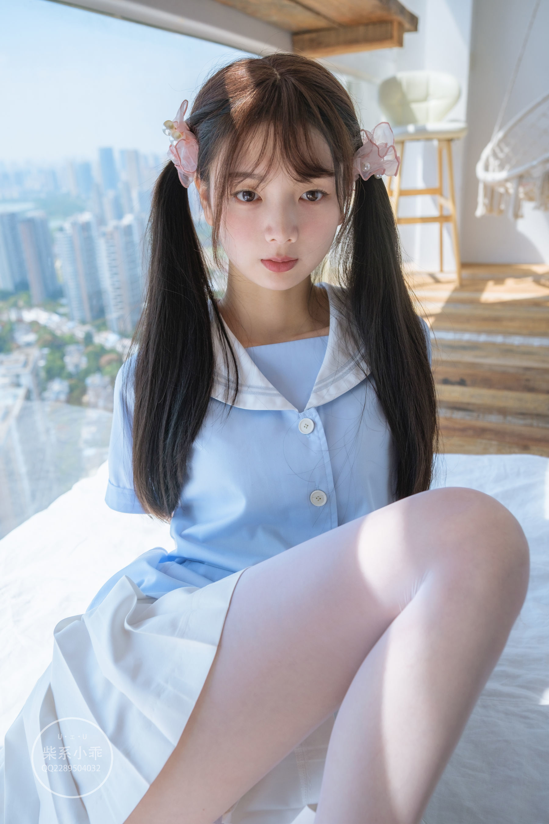 福利COS] 柴系小乖(稚乖畫冊) - 晴空 白絲雙馬尾