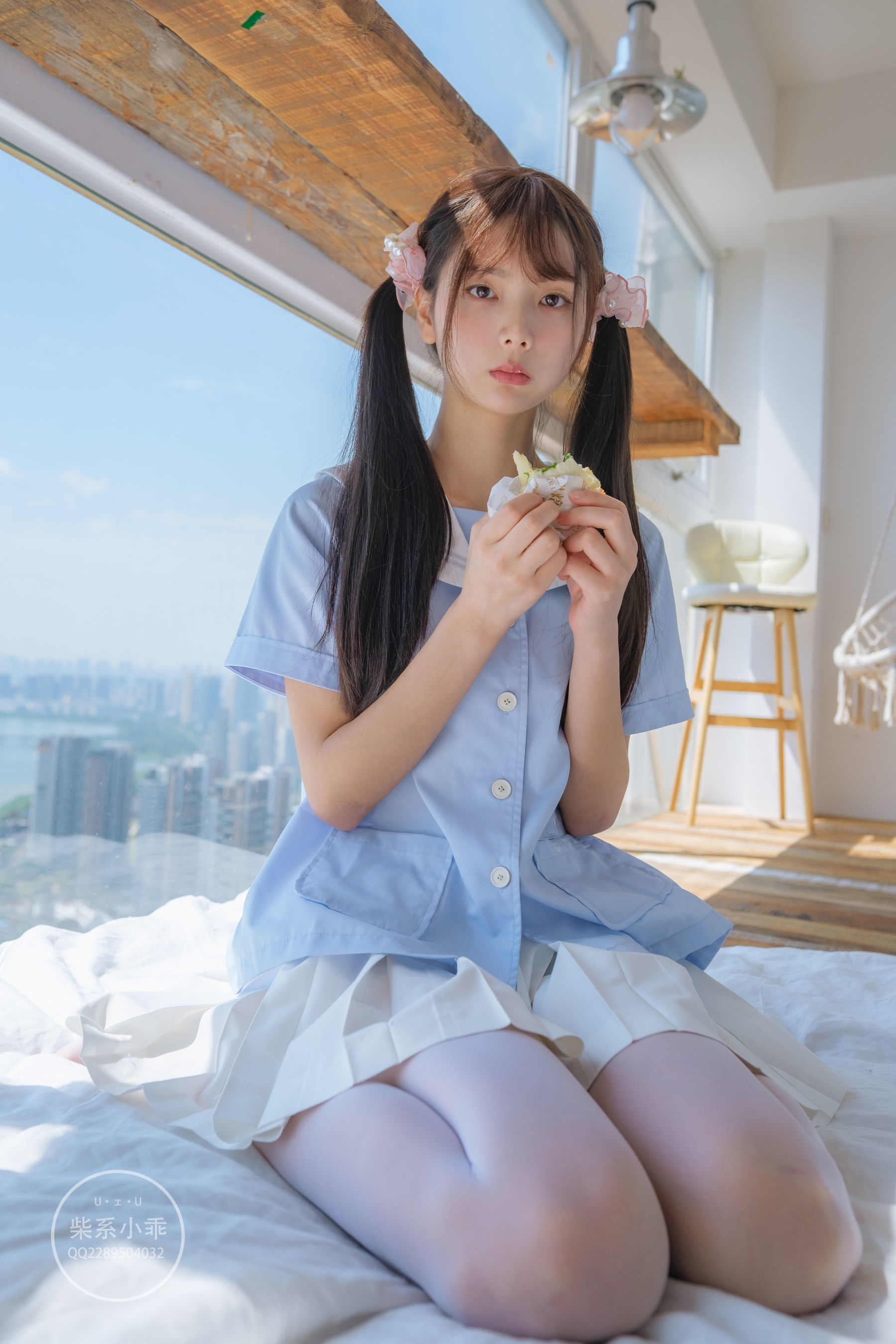 福利COS] 柴系小乖(稚乖畫冊) - 晴空 白絲雙馬尾