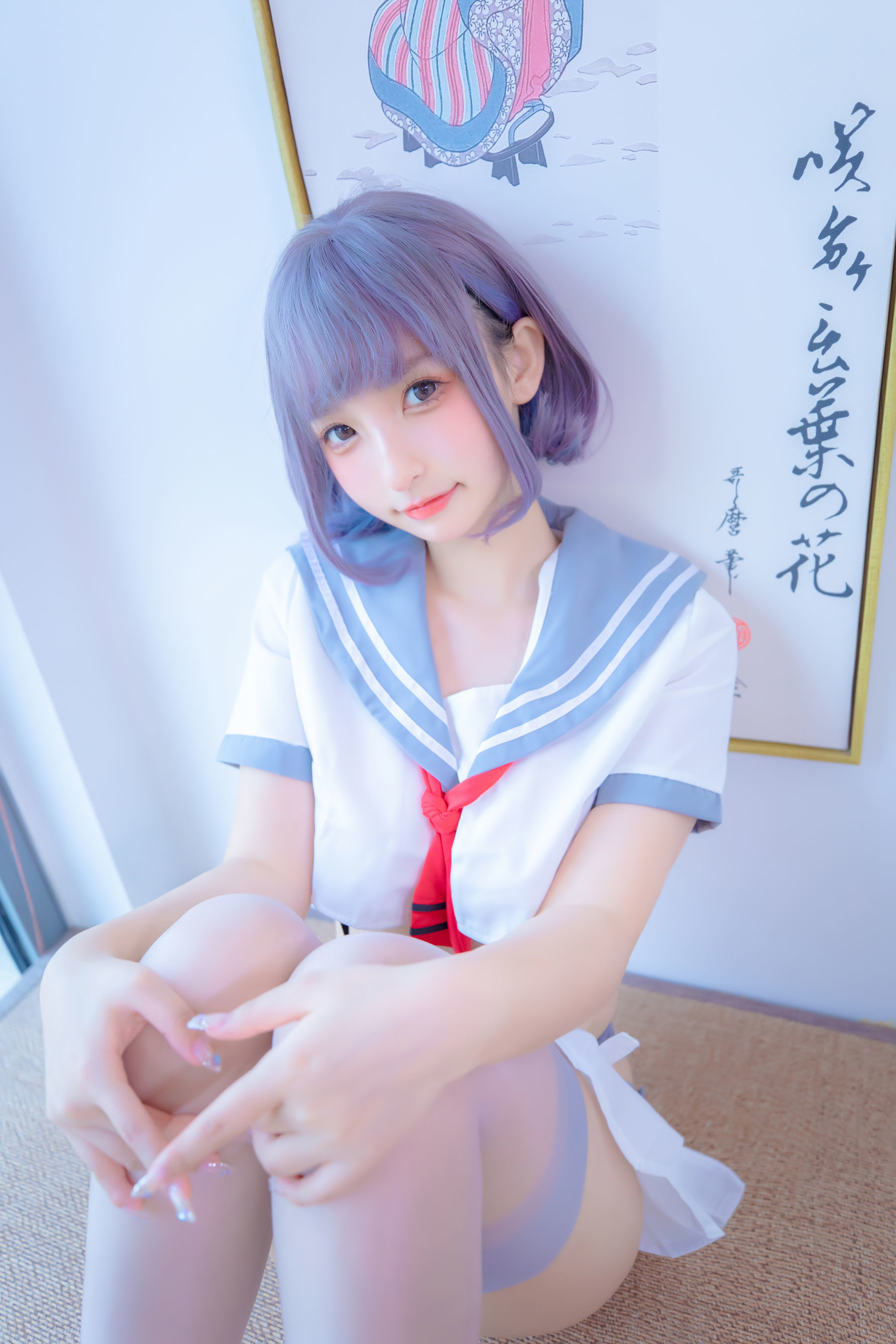 Phúc lợi Cosplay] Kagurazaka Mafuyu - Xám tơ dây treo JK