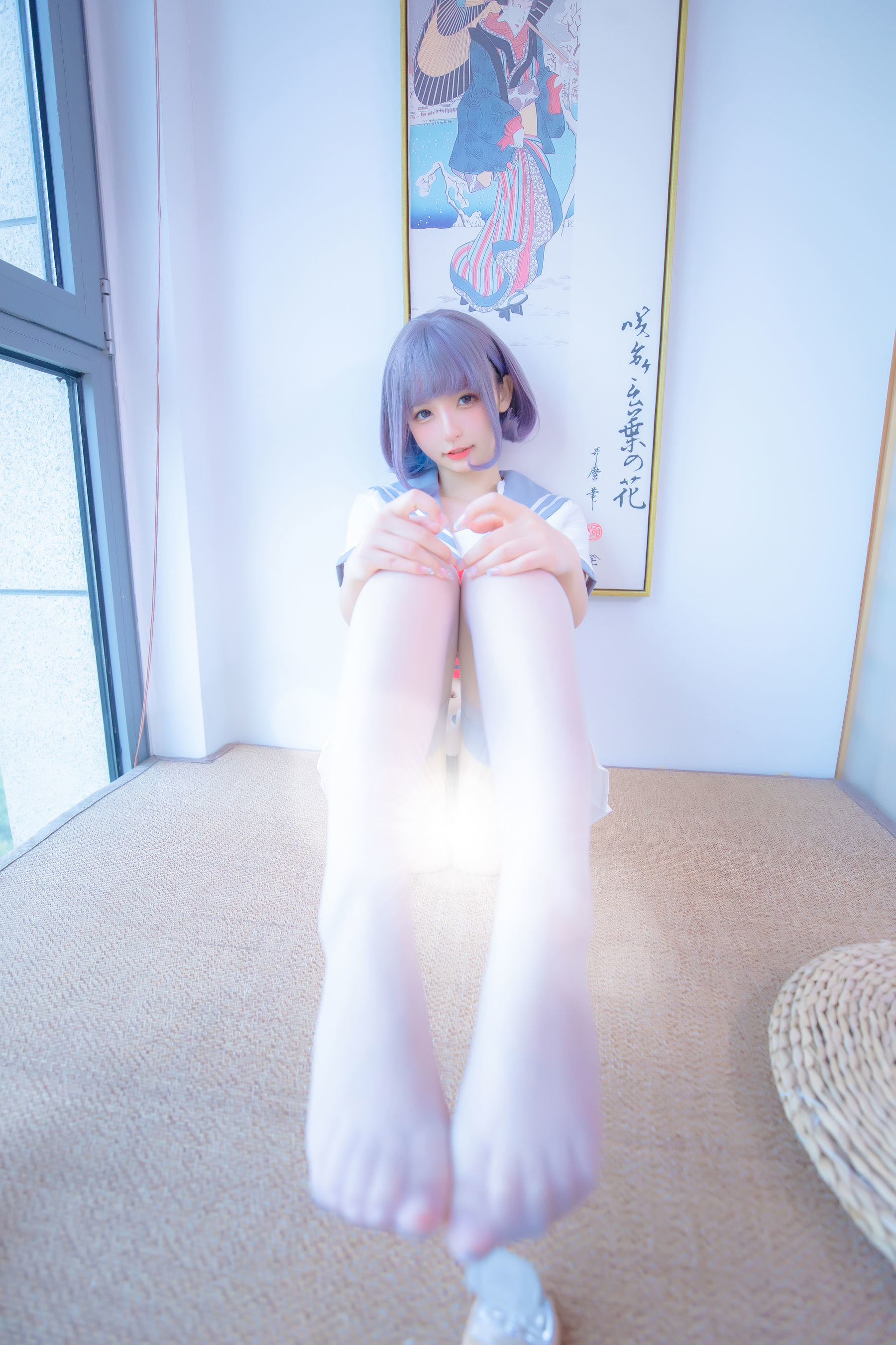 Phúc lợi Cosplay] Kagurazaka Mafuyu - Xám tơ dây treo JK