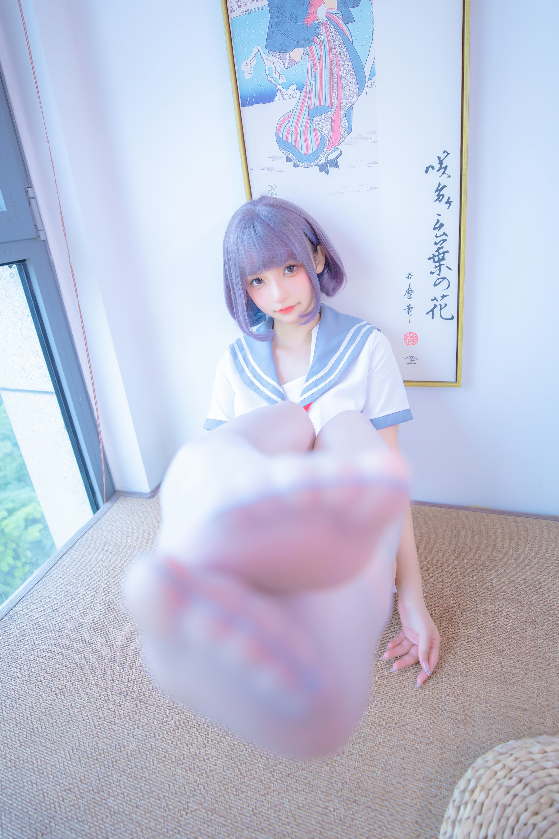 Phúc lợi Cosplay] Kagurazaka Mafuyu - Xám tơ dây treo JK