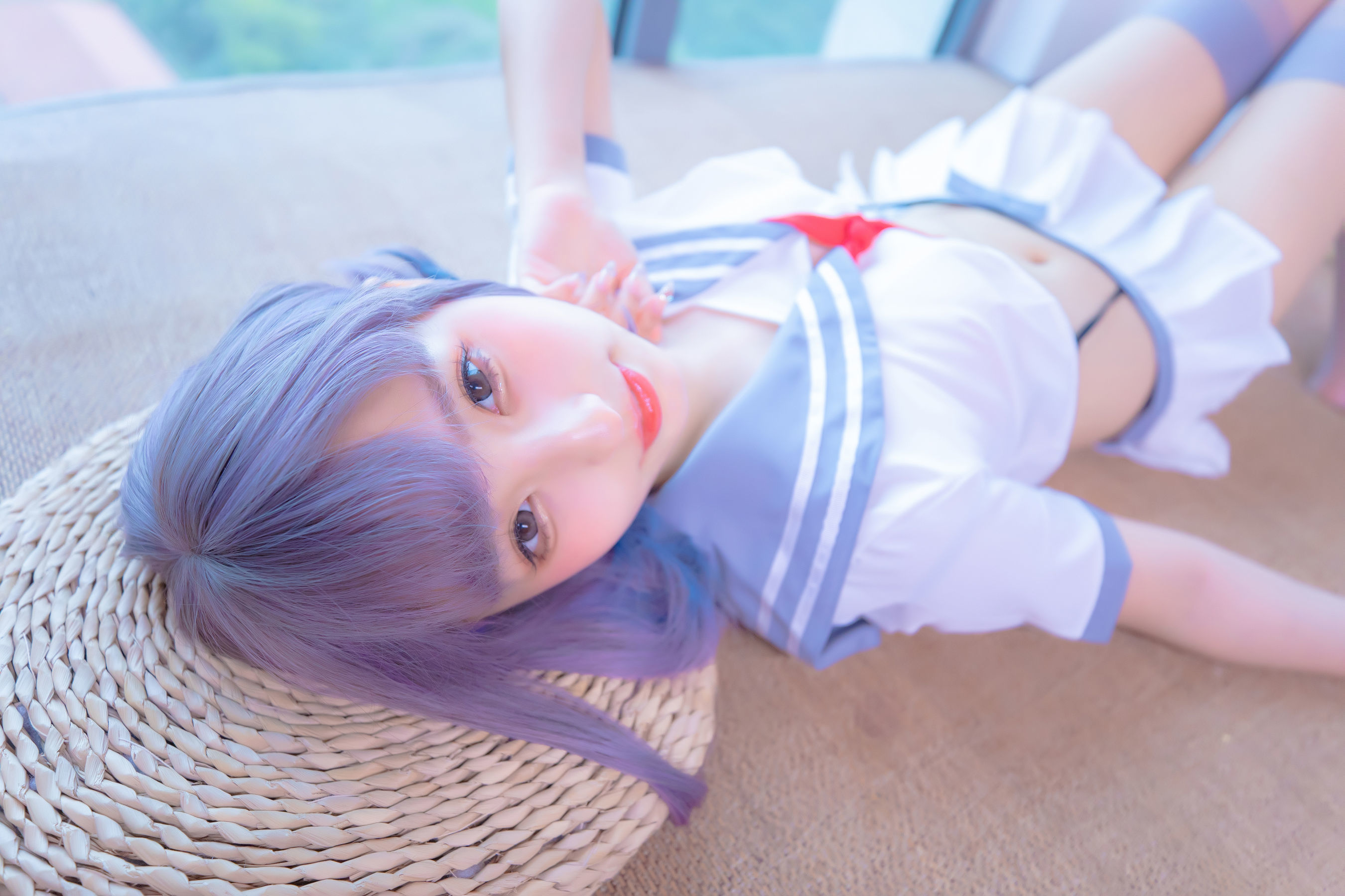Phúc lợi Cosplay] Kagurazaka Mafuyu - Xám tơ dây treo JK