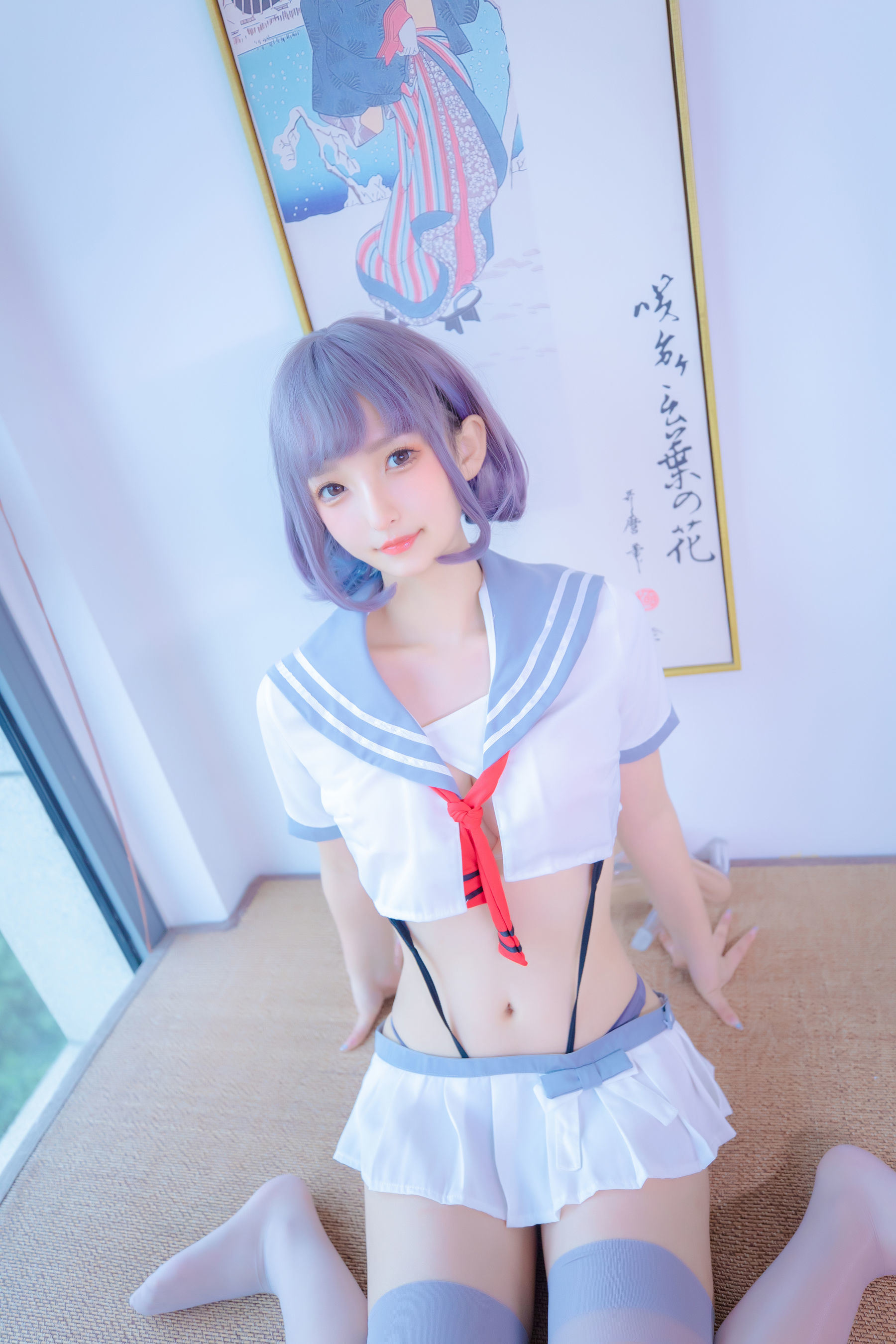 Phúc lợi Cosplay] Kagurazaka Mafuyu - Xám tơ dây treo JK