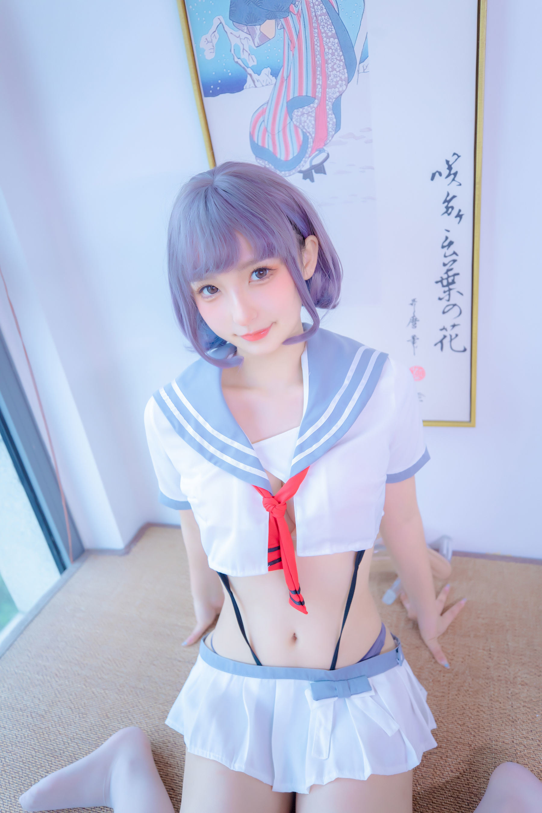 Phúc lợi Cosplay] Kagurazaka Mafuyu - Xám tơ dây treo JK