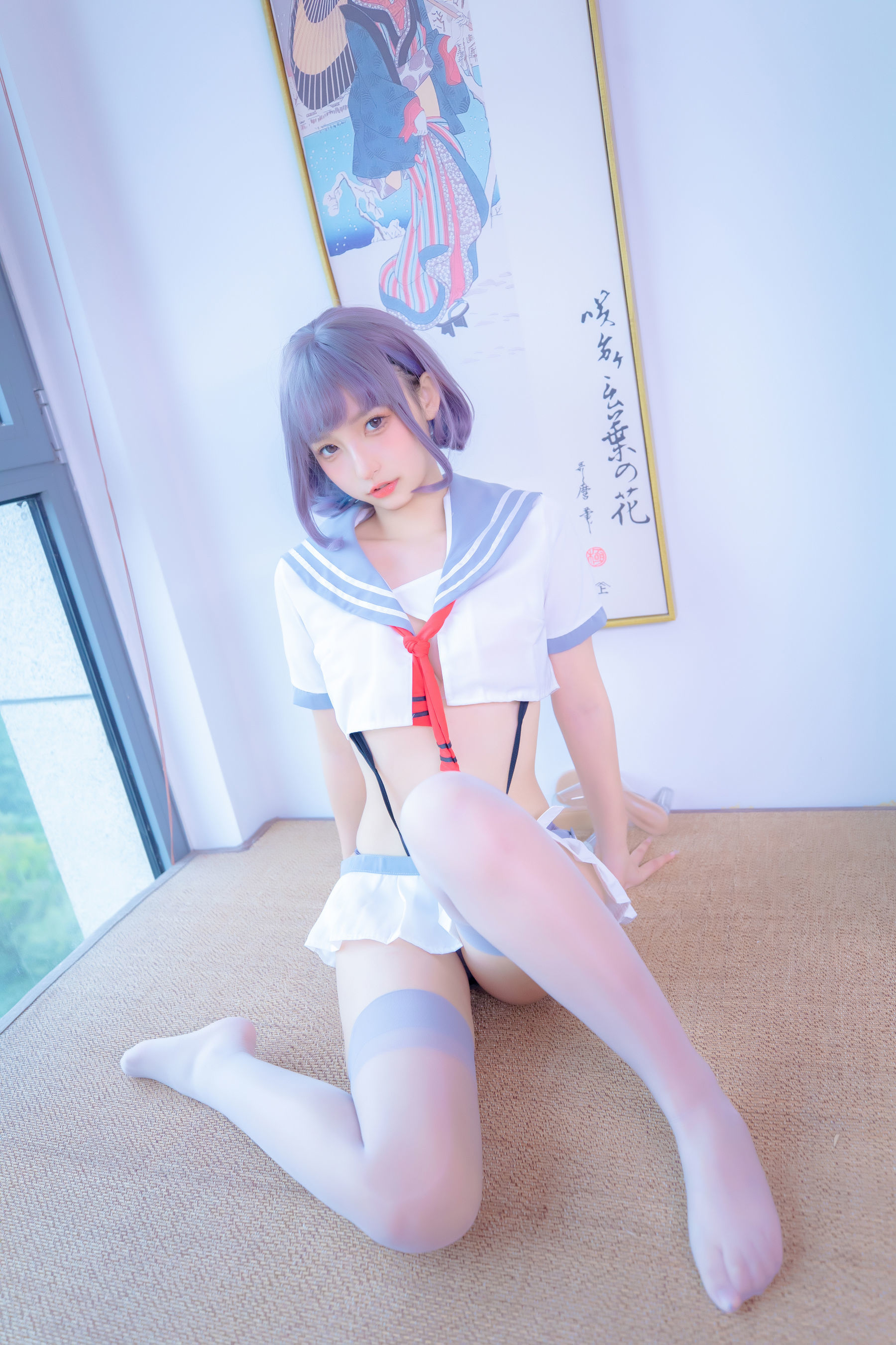 Phúc lợi Cosplay] Kagurazaka Mafuyu - Xám tơ dây treo JK