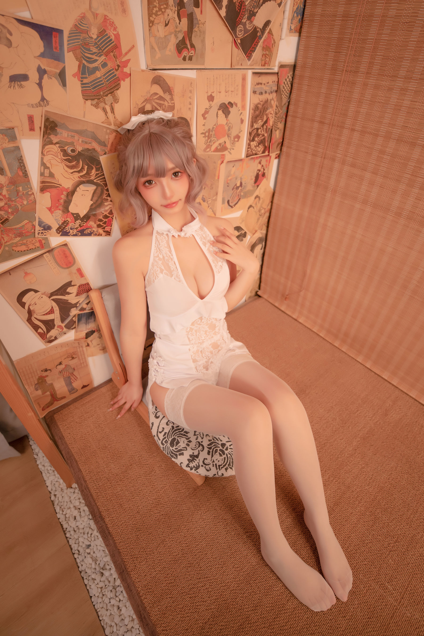 Phúc lợi COS] Kagurazaka Mafuyu Qipao Trắng
