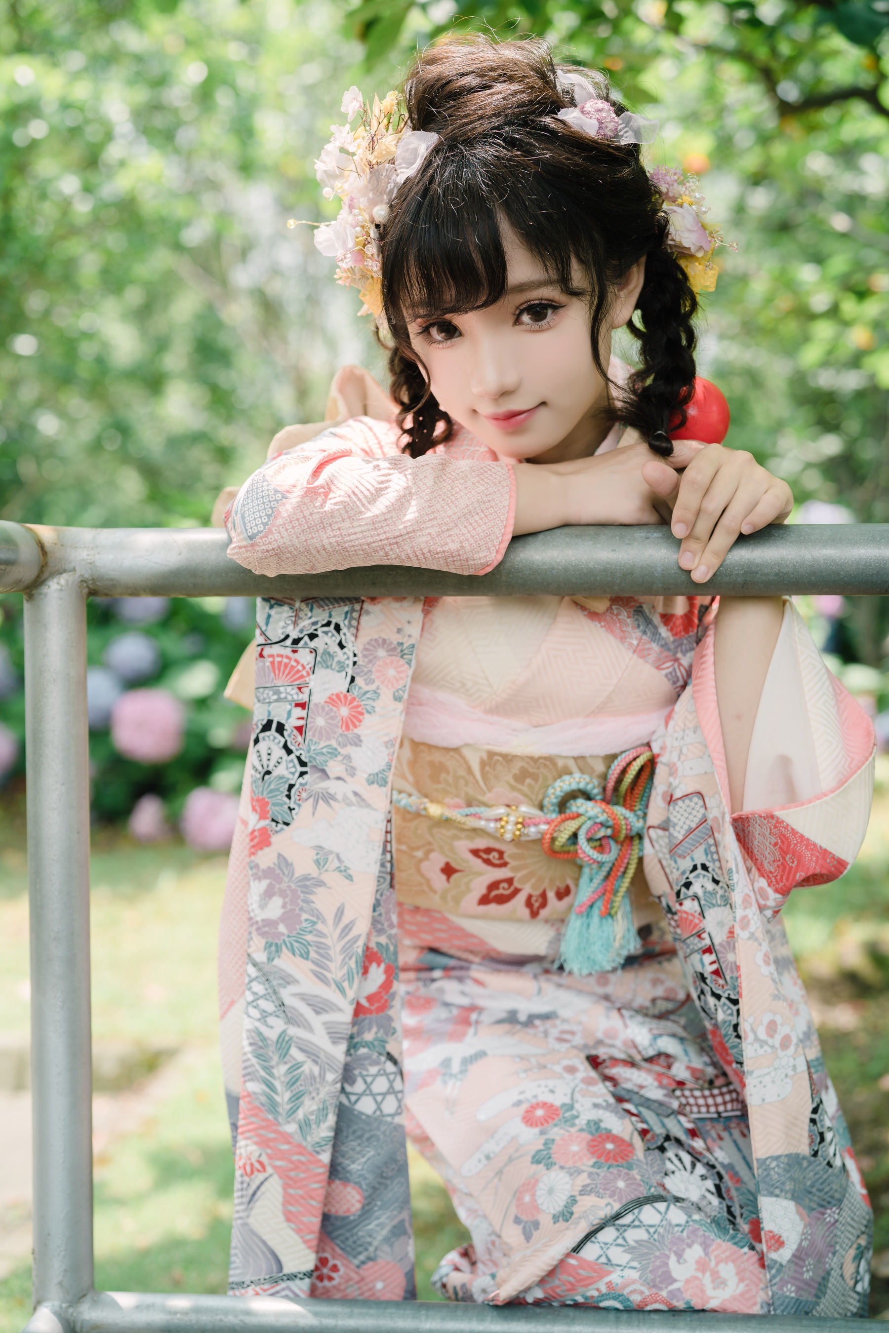 福利COS] 花柒哈娜 - 繡球花和服