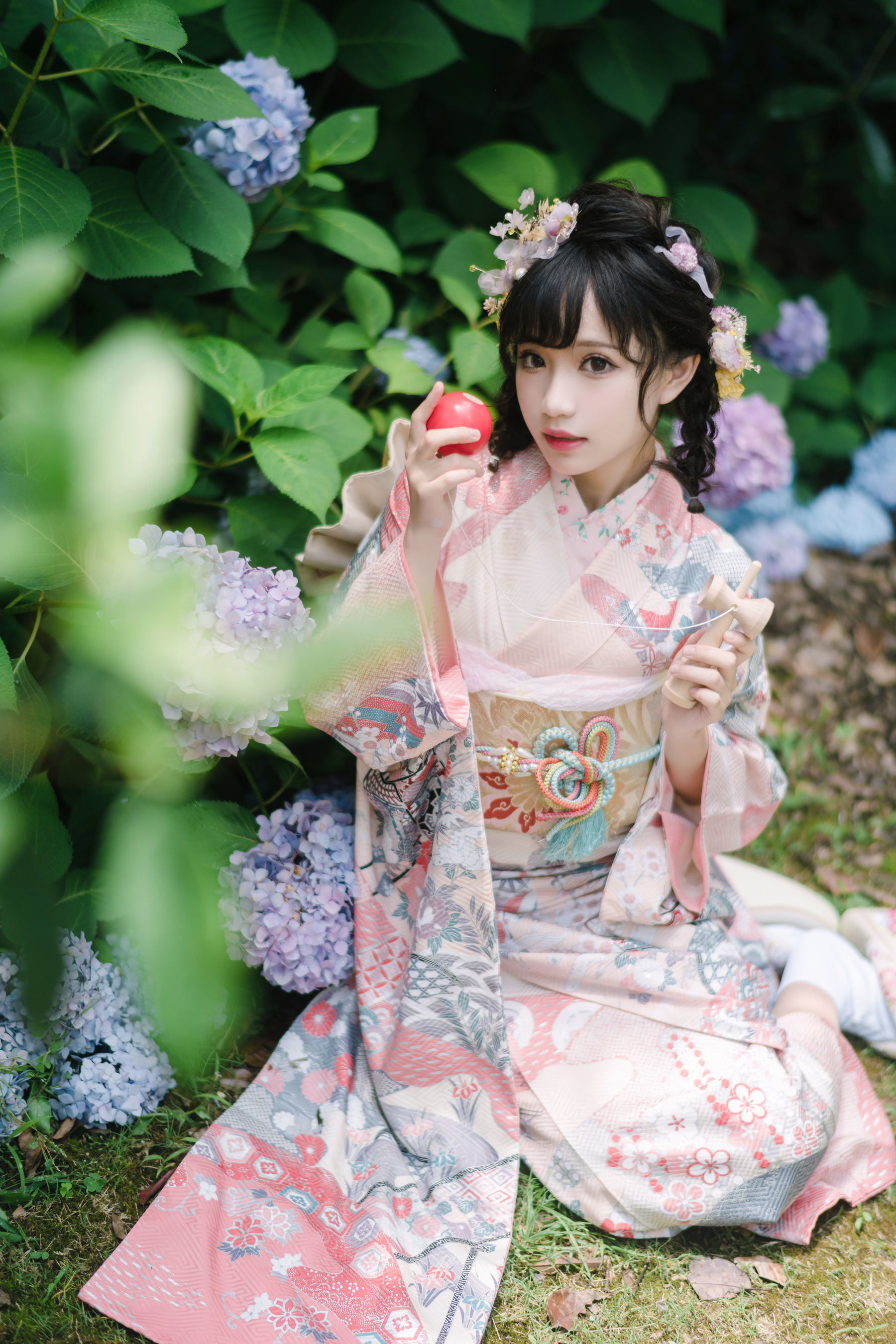 福利COS] 花柒哈娜 - 繡球花和服