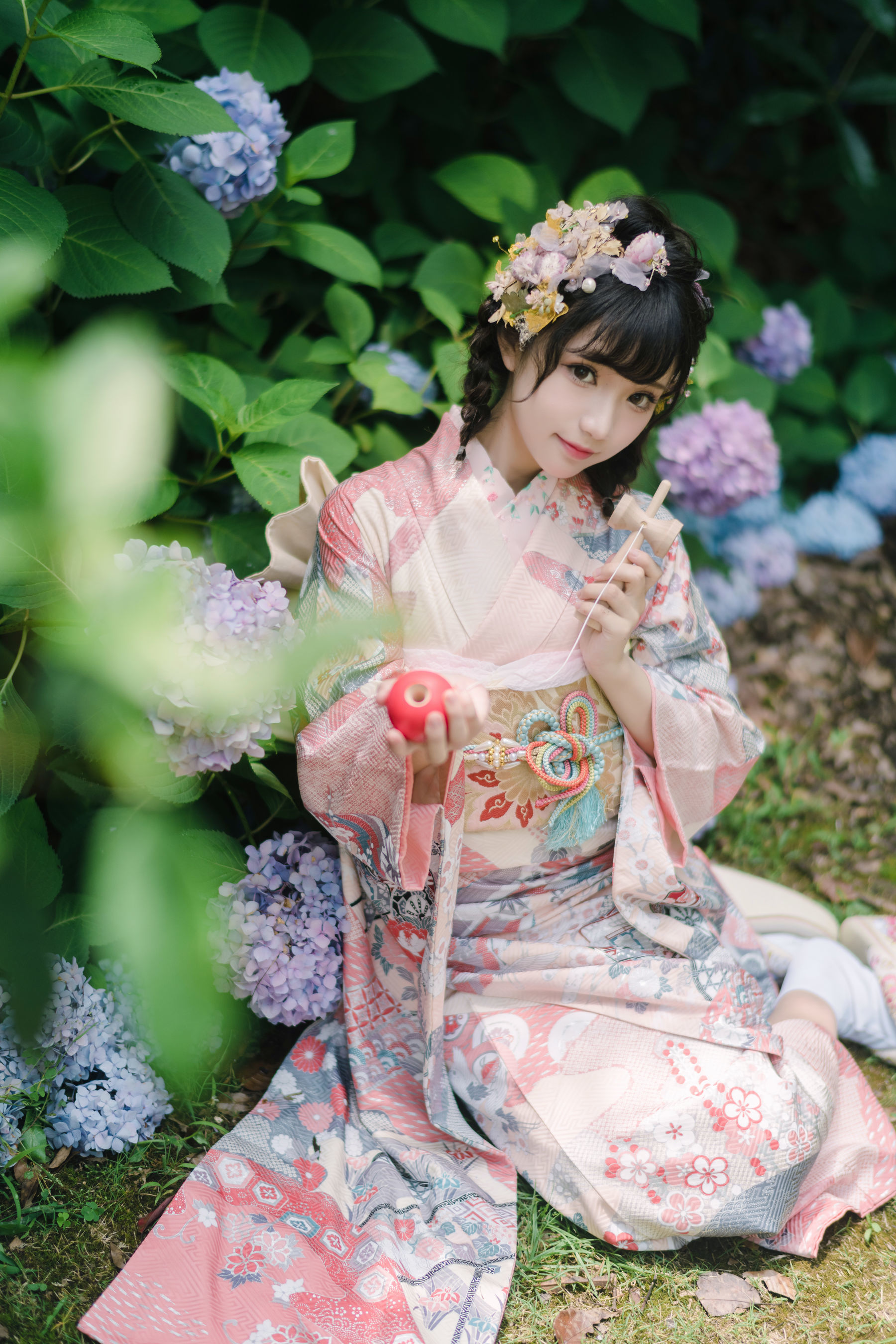 福利COS] 花柒哈娜 - 繡球花和服