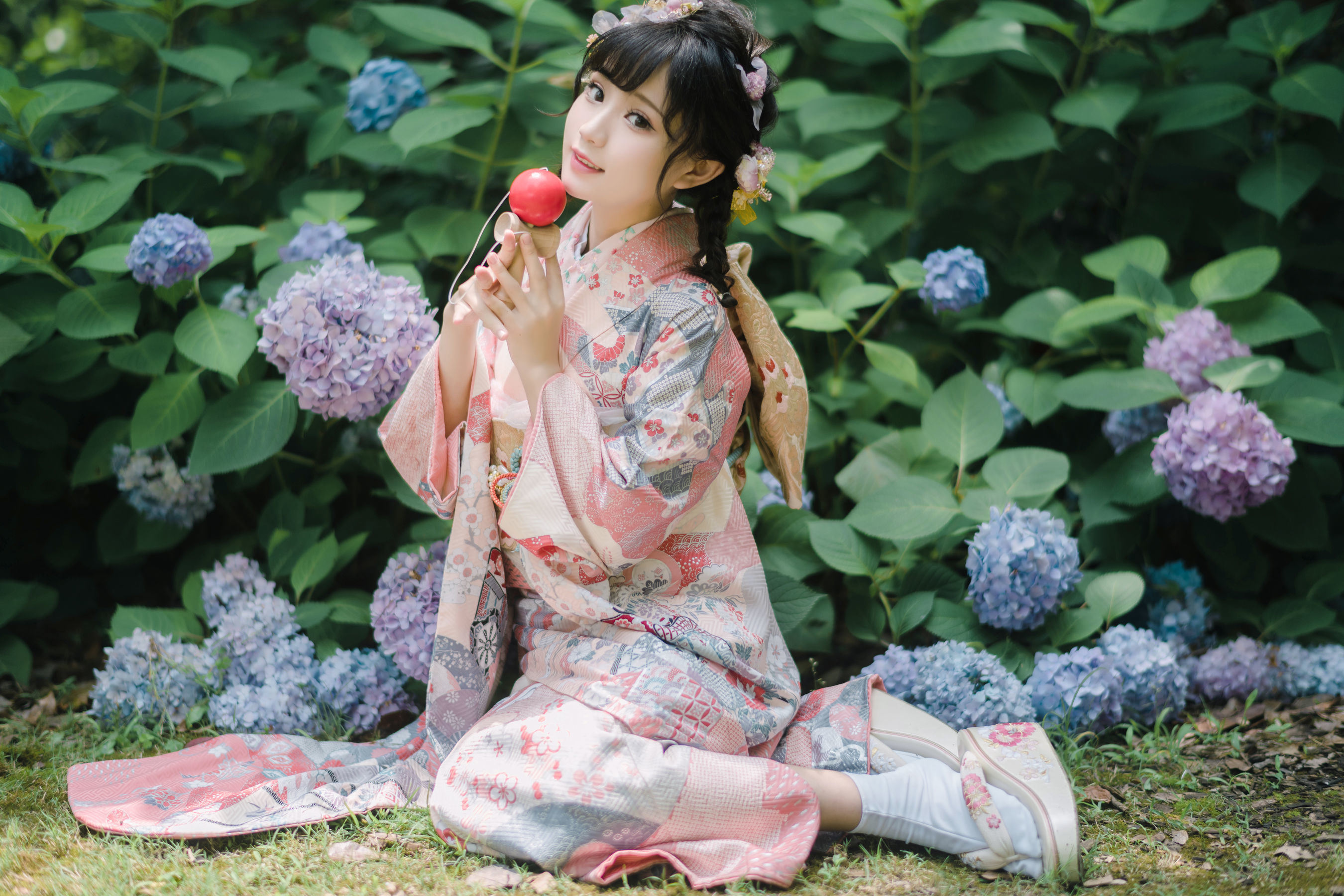 福利COS] 花柒哈娜 - 繡球花和服