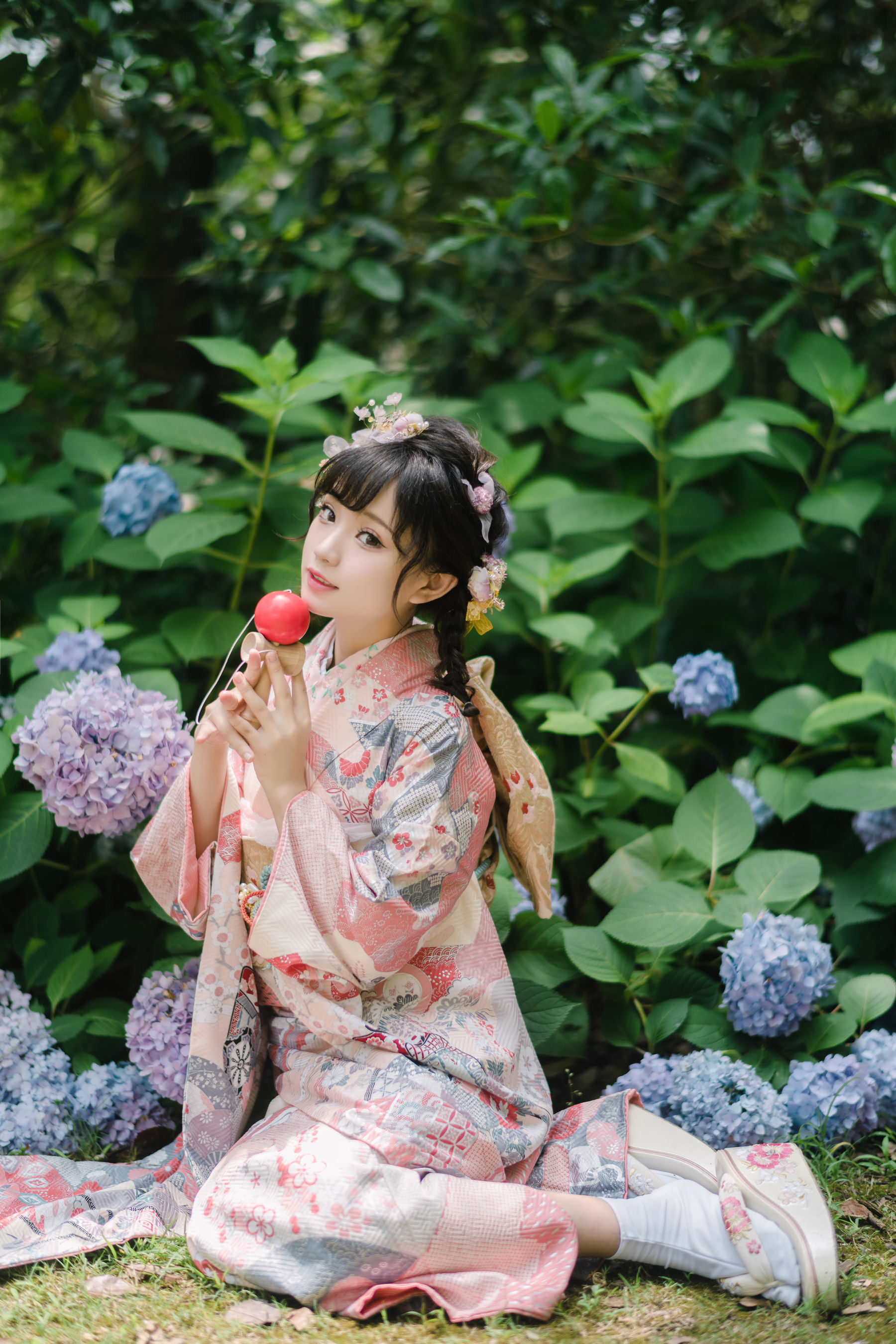 福利COS] 花柒哈娜 - 繡球花和服
