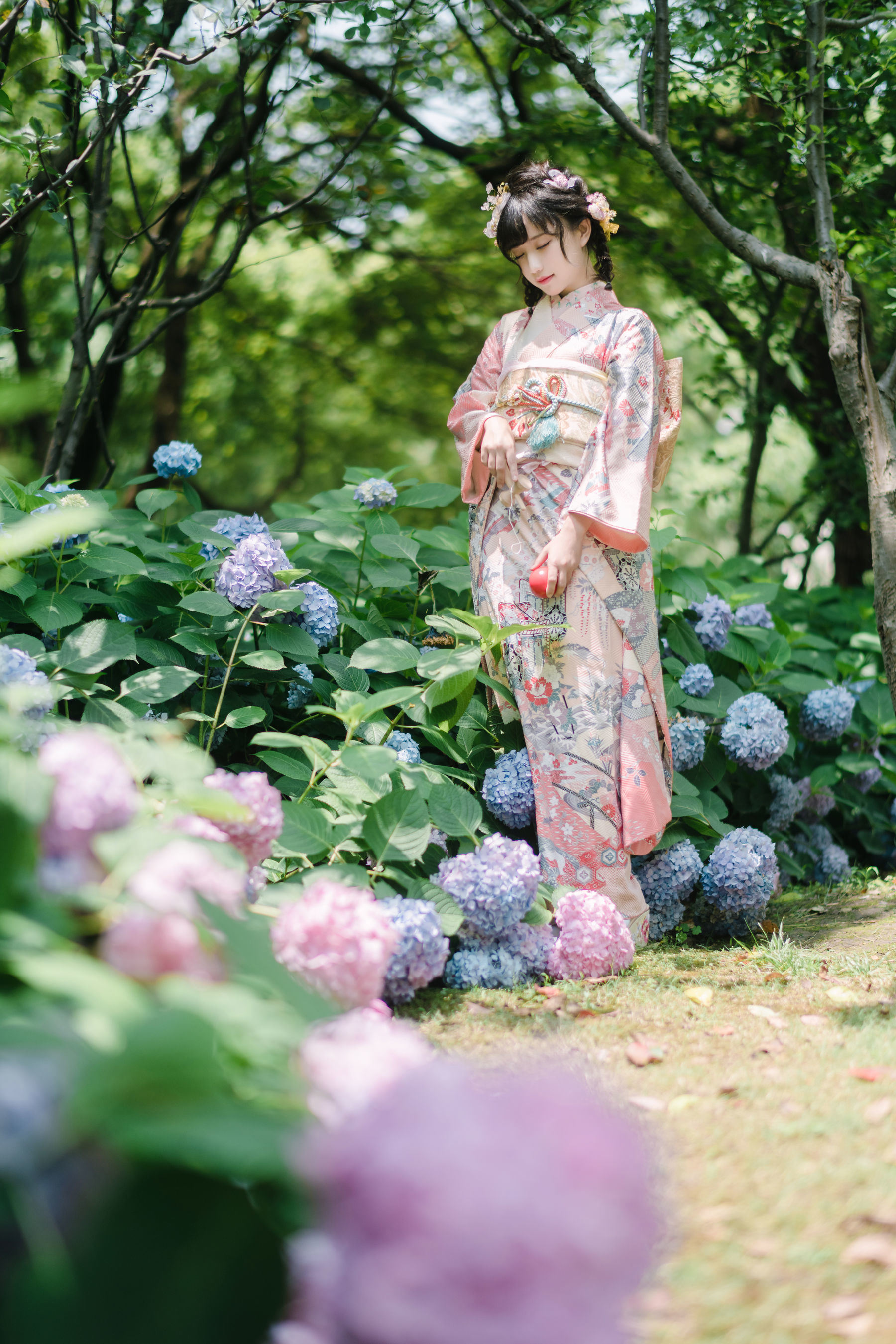福利COS] 花柒哈娜 - 繡球花和服