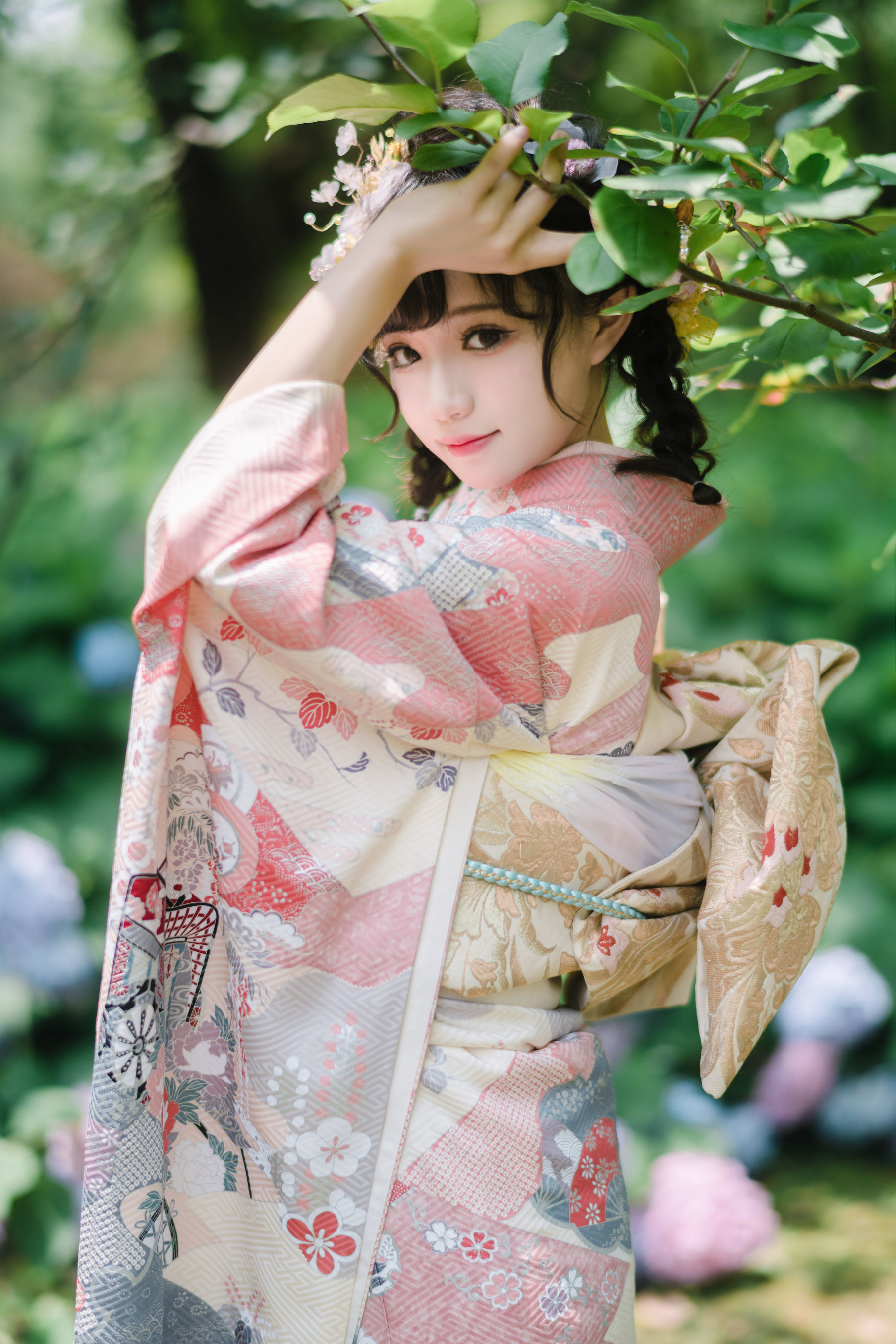 福利COS] 花柒哈娜 - 繡球花和服