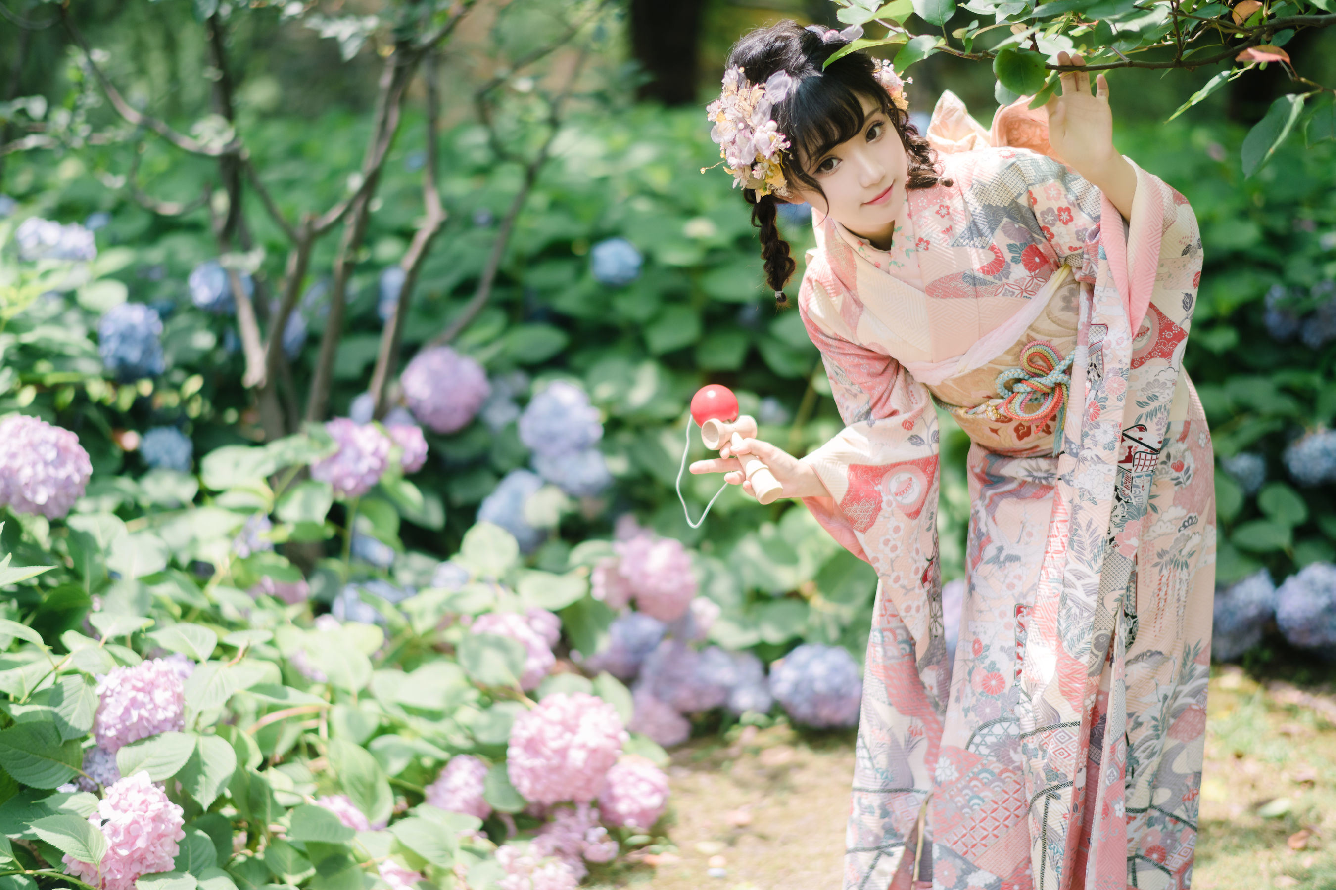 福利COS] 花柒哈娜 - 繡球花和服