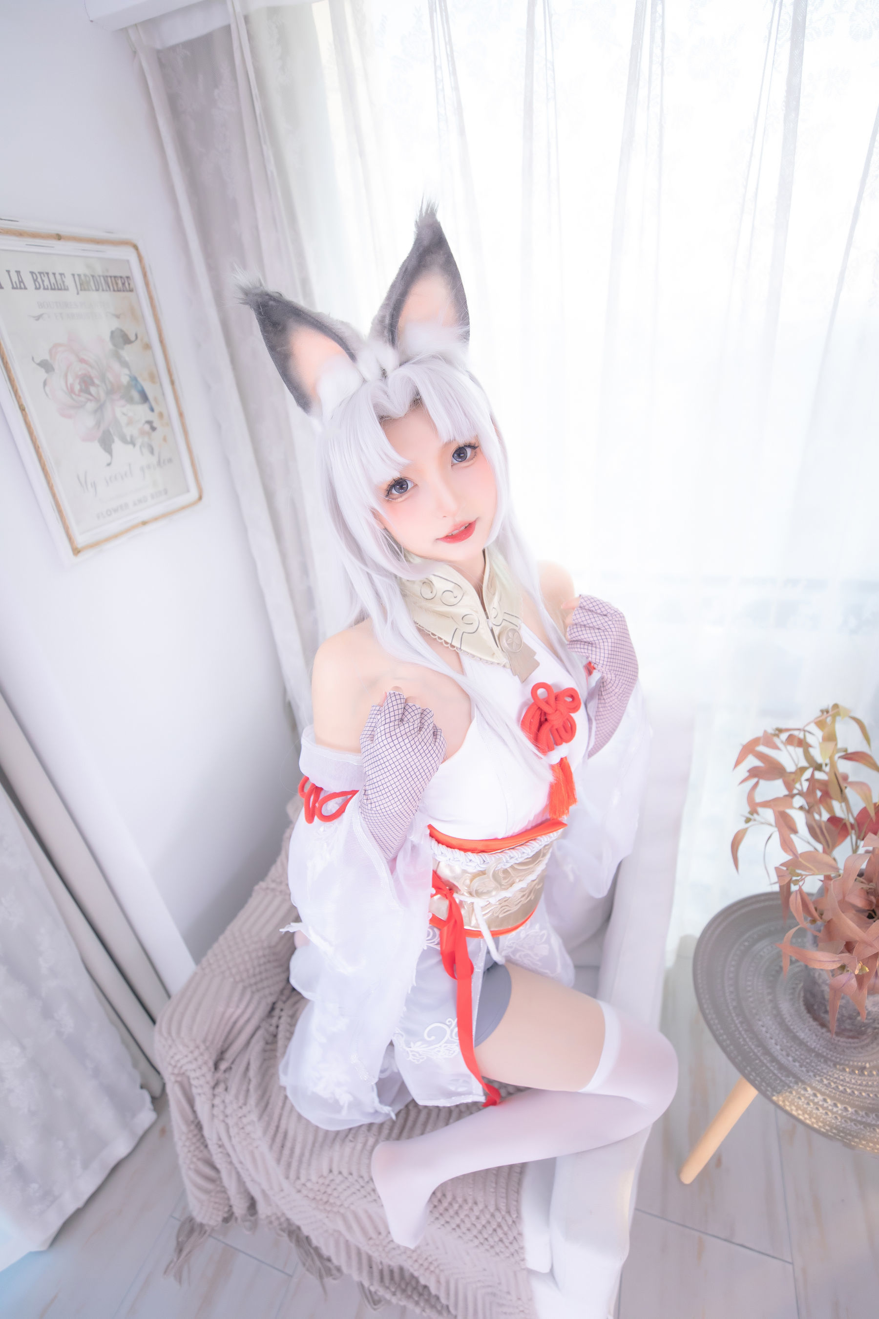 Internet Celebrity COS]  belle ta Kagura Ban Mafuyu White Silk Hu Tao