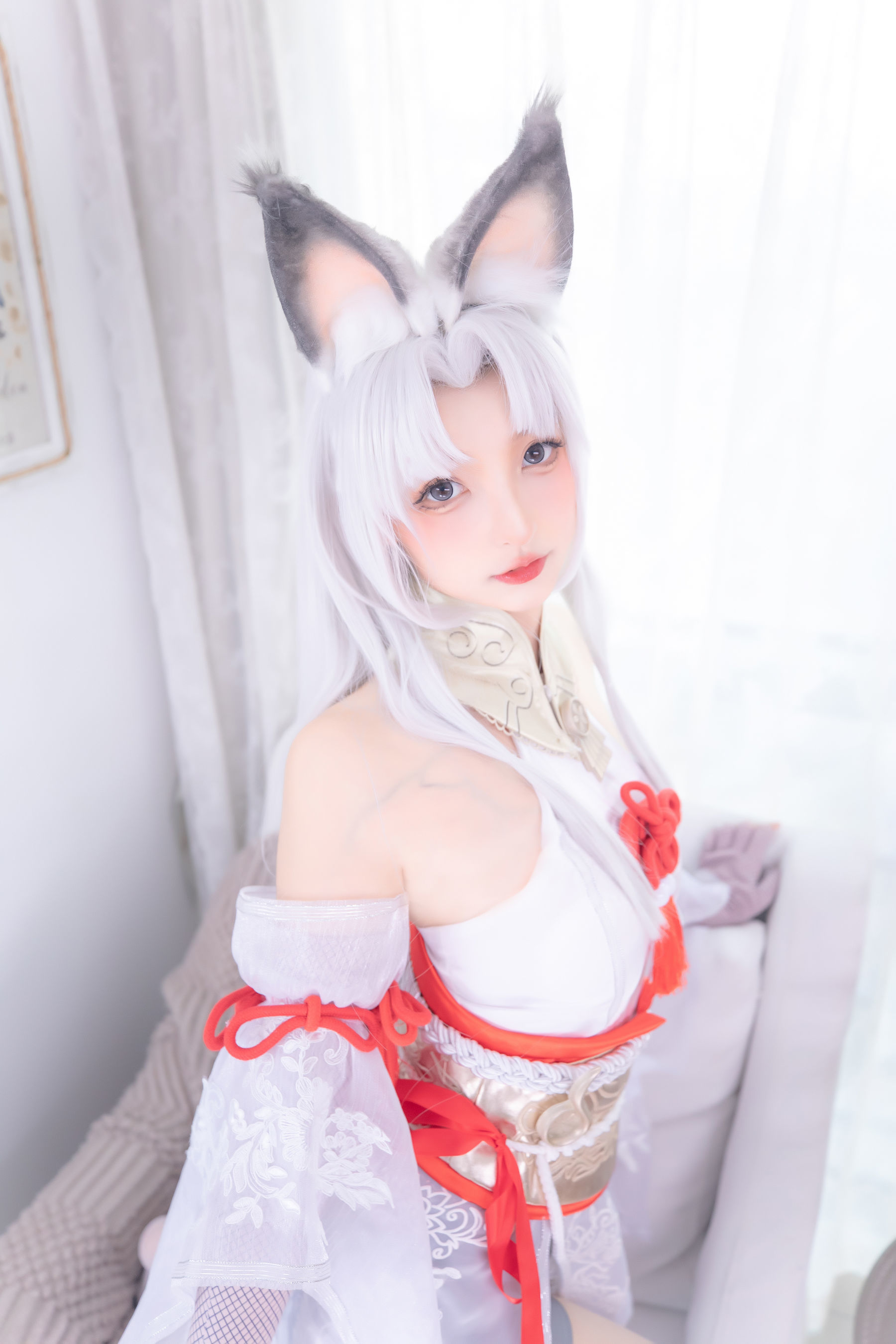 Internet Celebrity COS]  belle ta Kagura Ban Mafuyu White Silk Hu Tao
