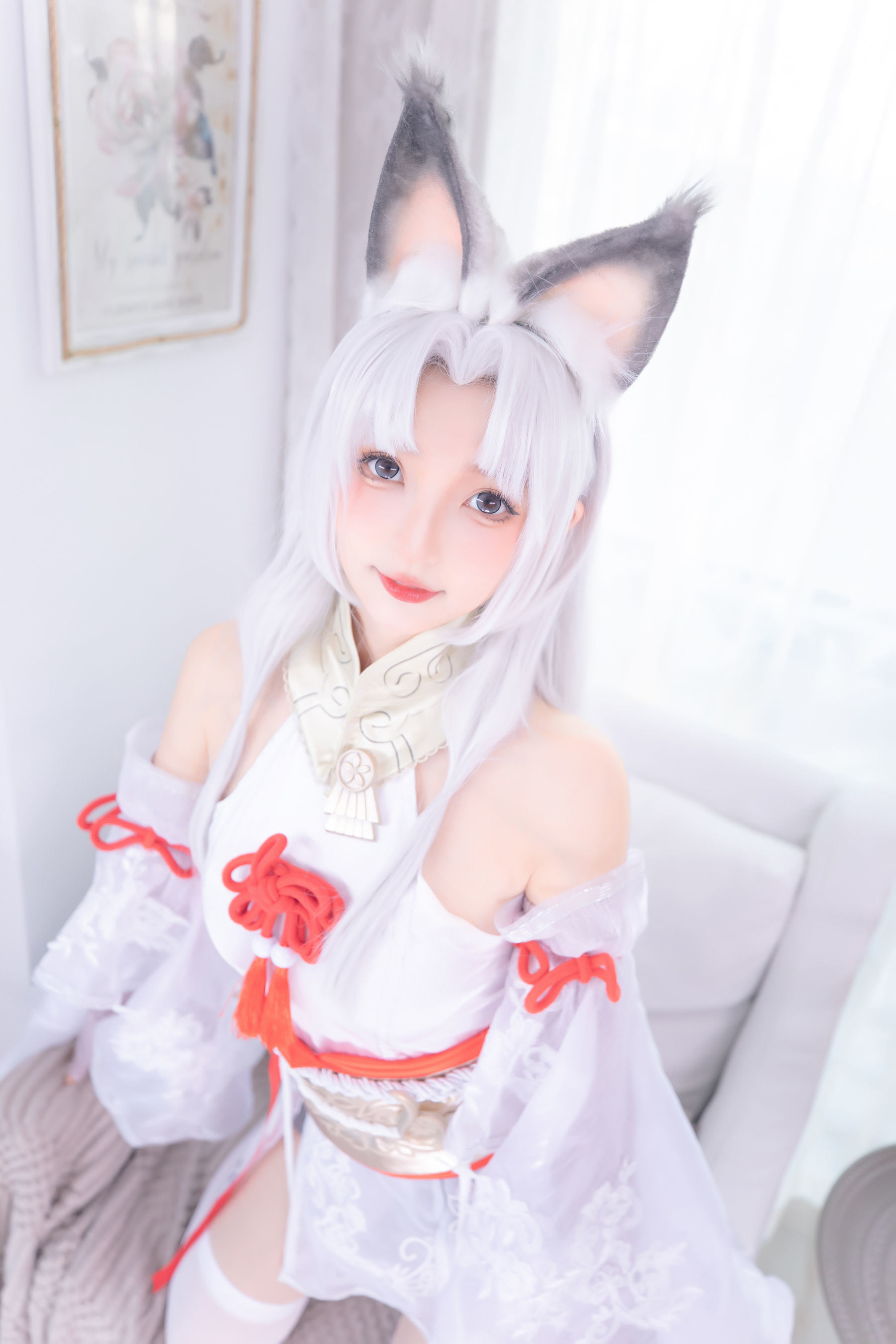 Internet Celebrity COS]  belle ta Kagura Ban Mafuyu White Silk Hu Tao