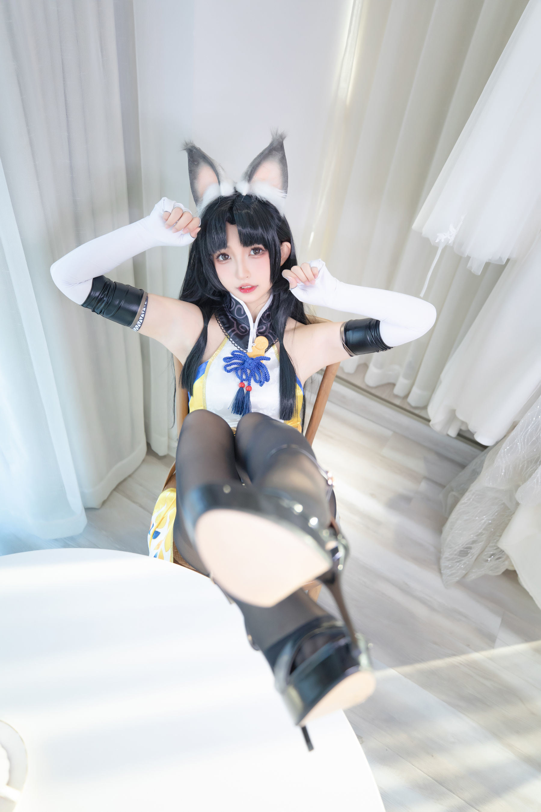 Internet Celebrity COS]  belle ta Kagura Ban Madong Black Silk Hu Tao