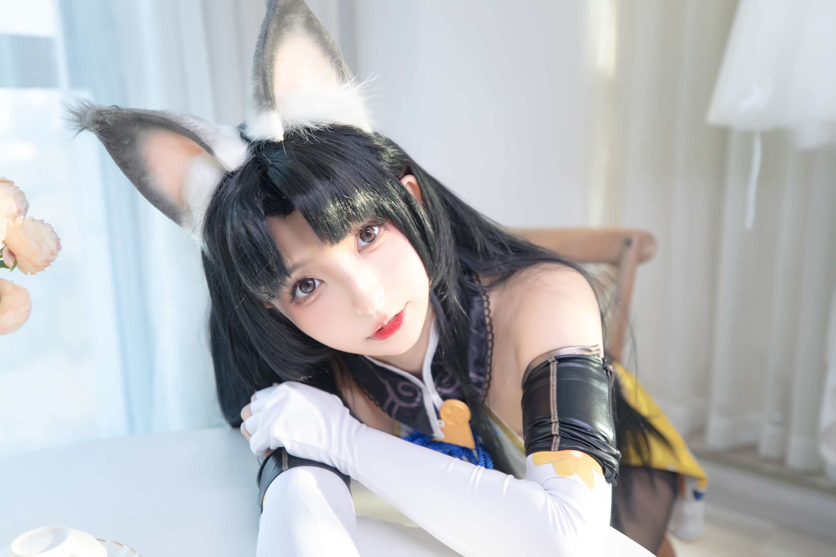 Internet Celebrity COS]  belle ta Kagura Ban Madong Black Silk Hu Tao