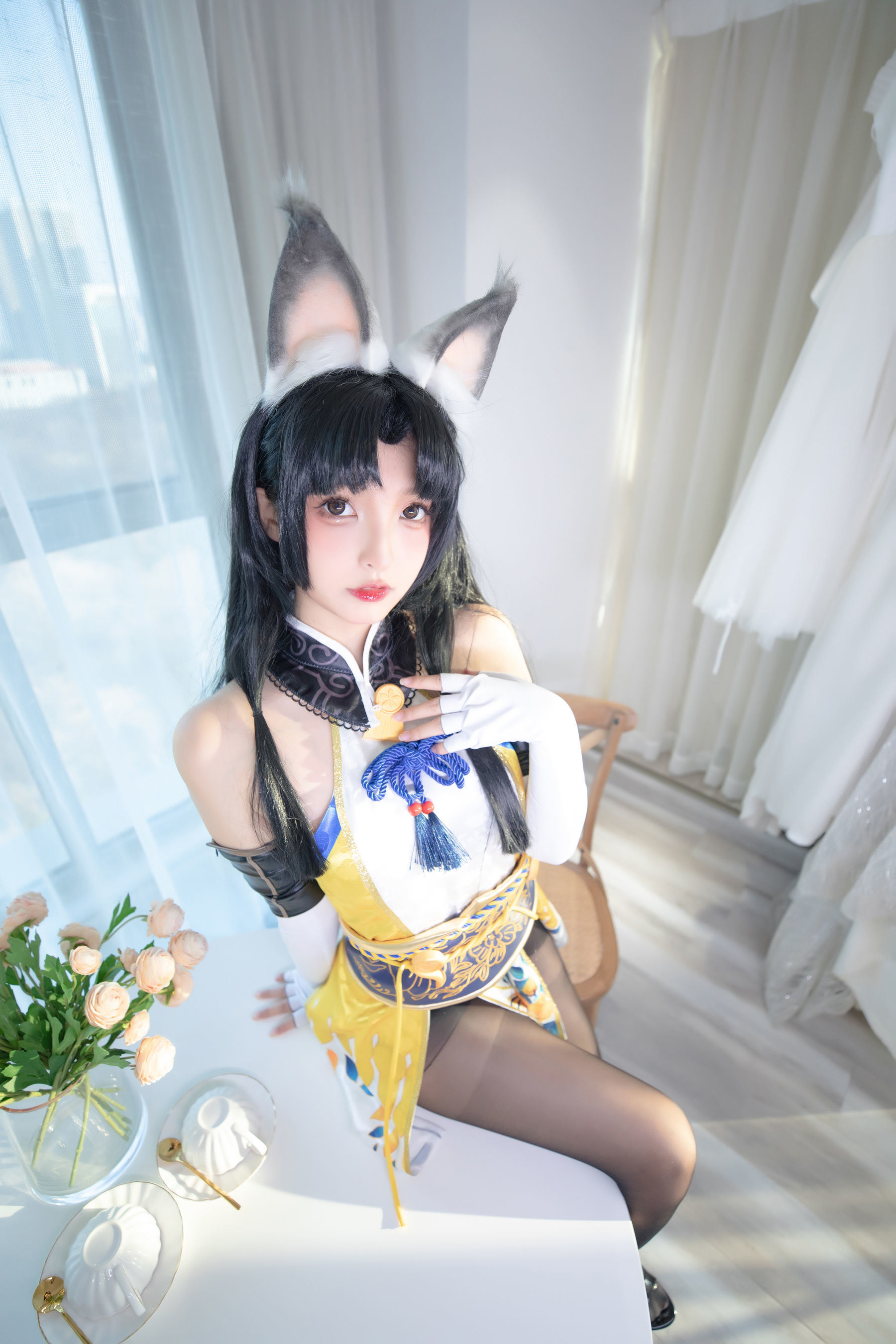 Internet Celebrity COS]  belle ta Kagura Ban Madong Black Silk Hu Tao