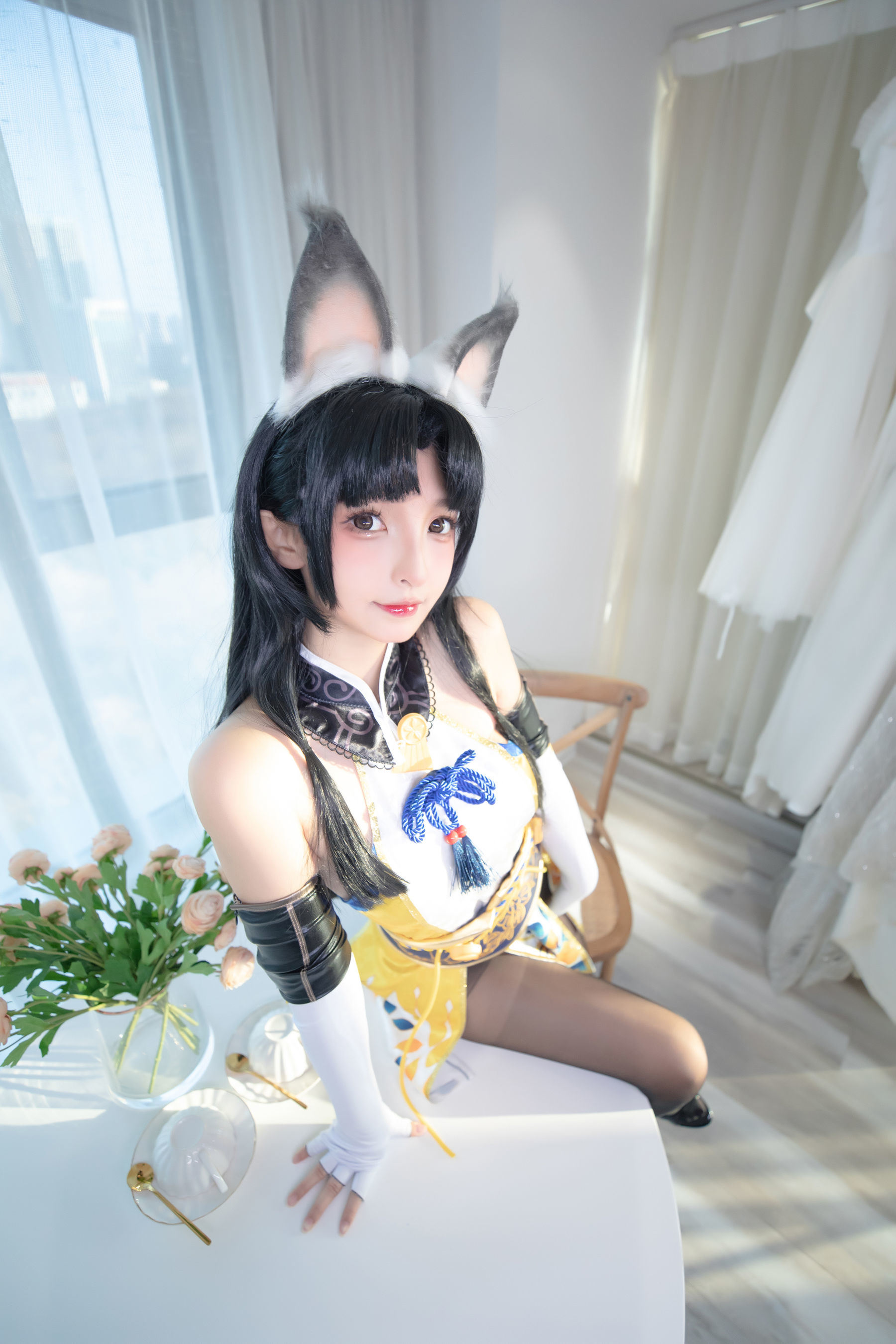 Internet Celebrity COS]  belle ta Kagura Ban Madong Black Silk Hu Tao