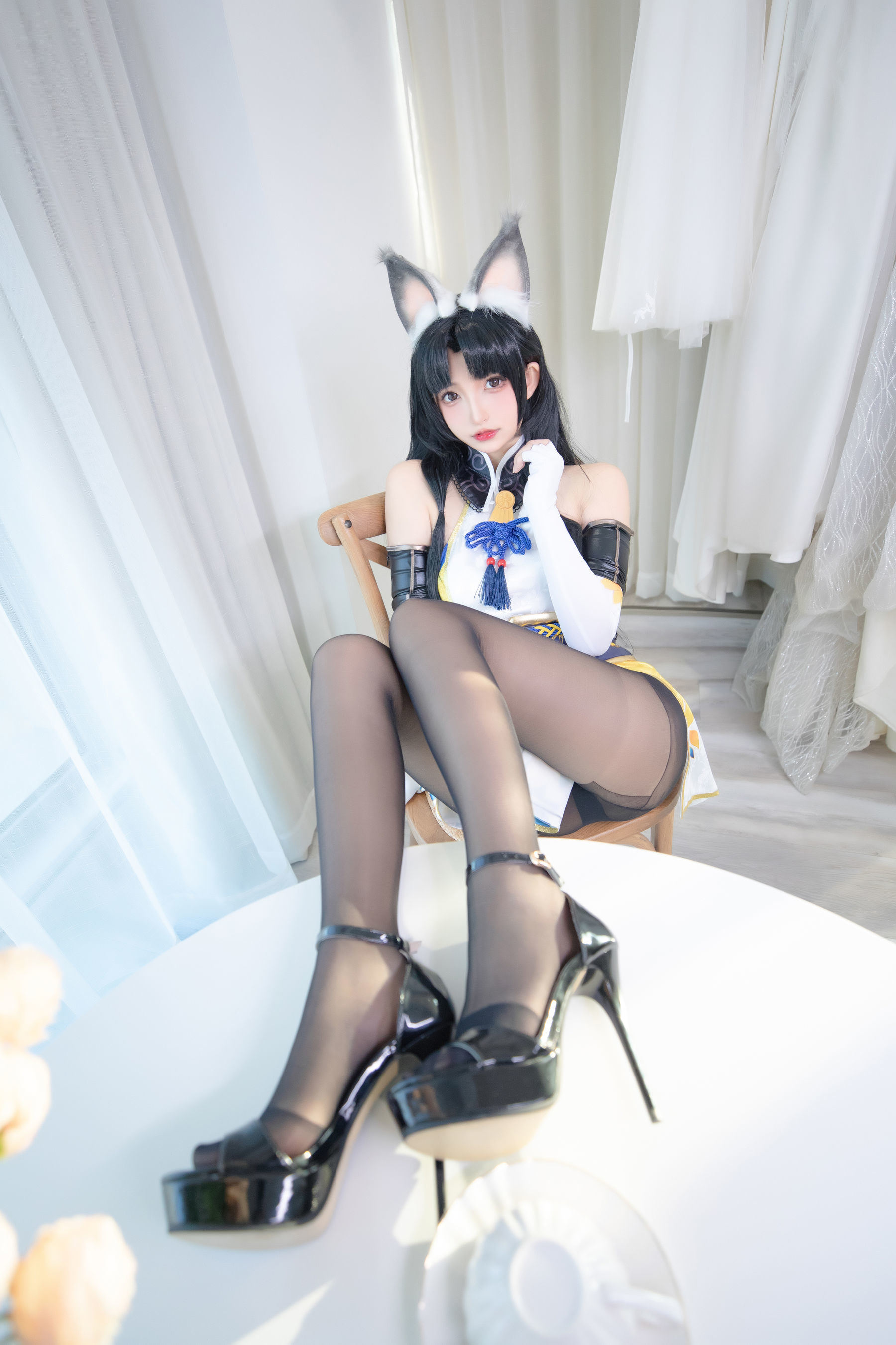 Internet Celebrity COS]  belle ta Kagura Ban Madong Black Silk Hu Tao