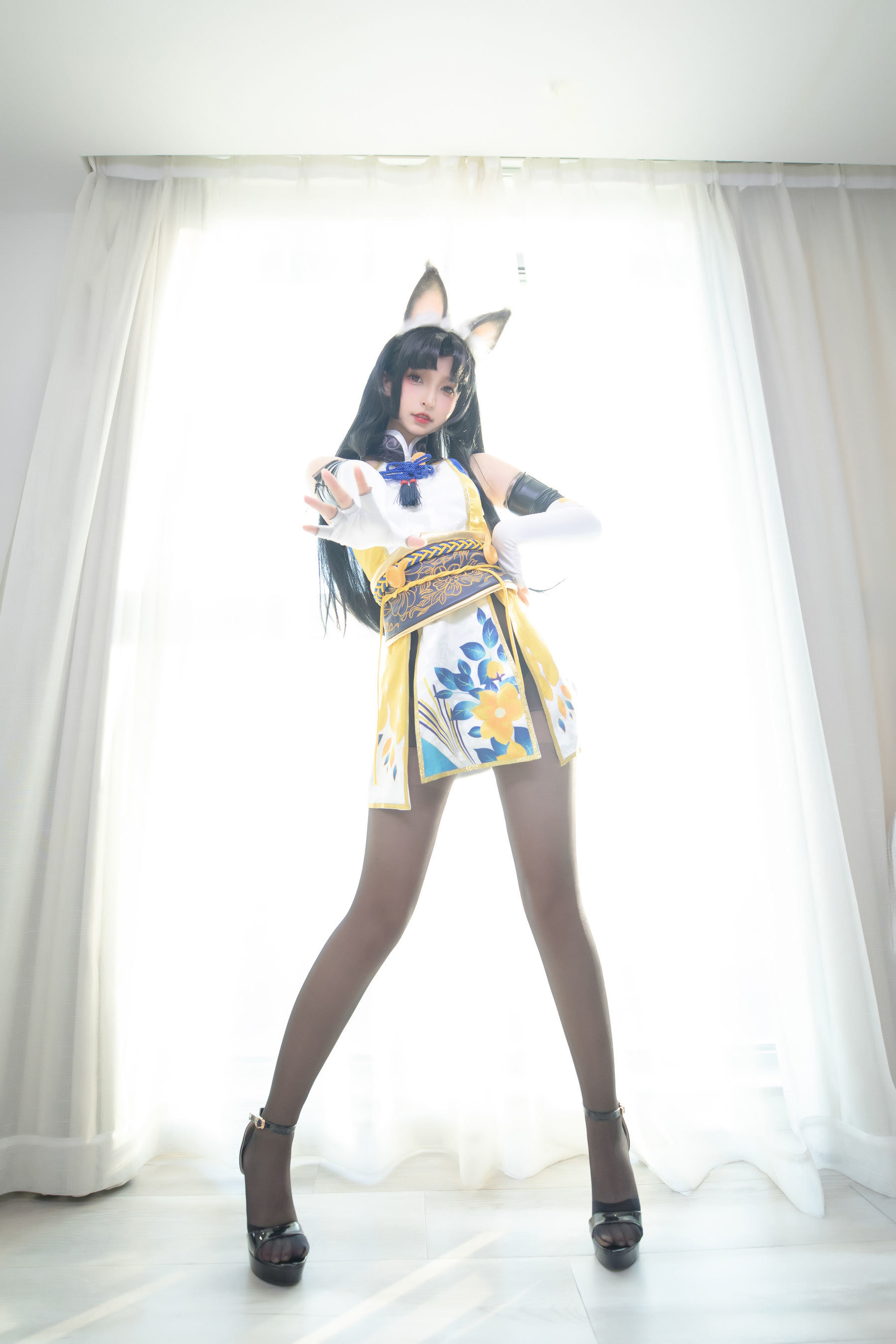 Internet Celebrity COS]  belle ta Kagura Ban Madong Black Silk Hu Tao