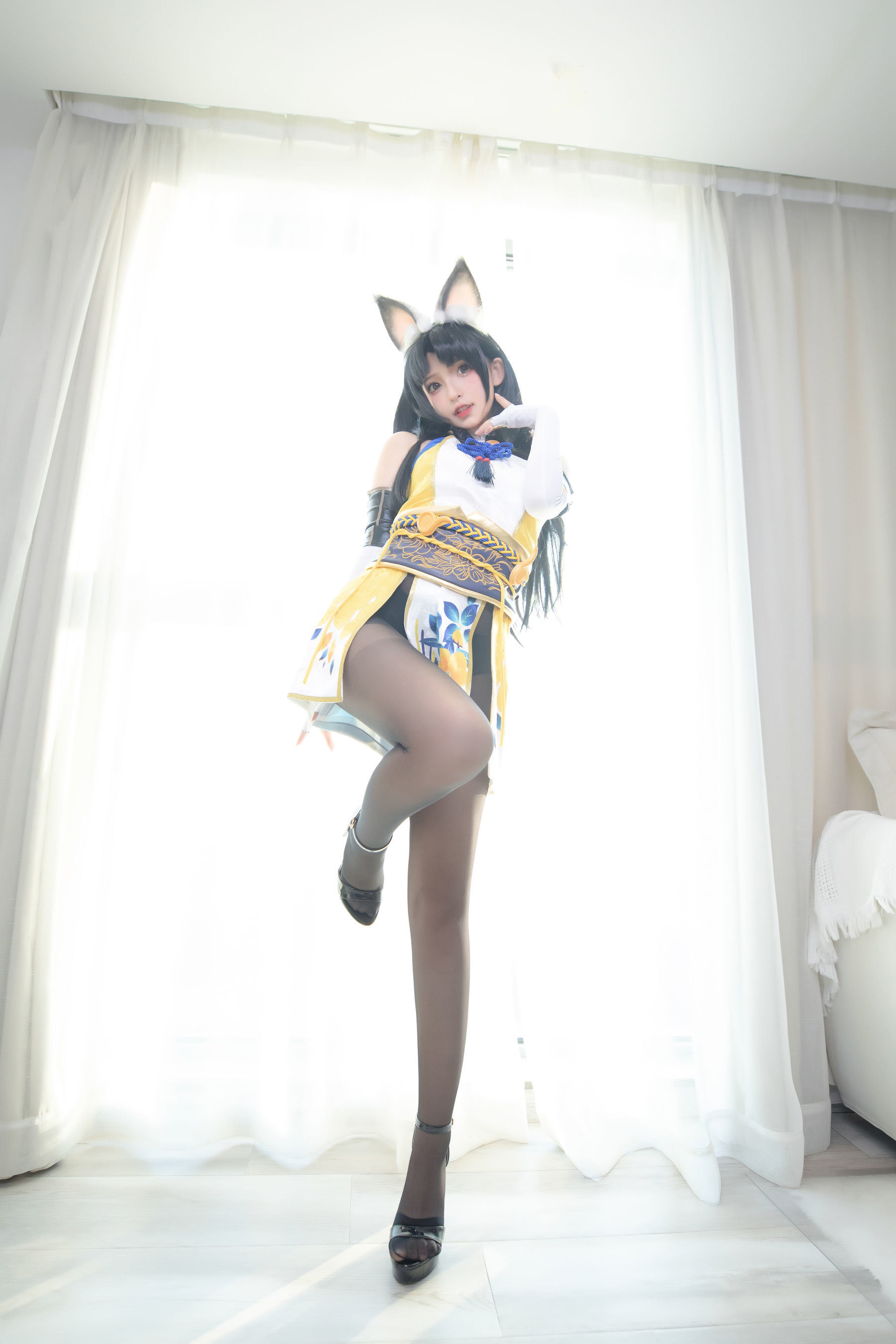 Internet Celebrity COS]  belle ta Kagura Ban Madong Black Silk Hu Tao