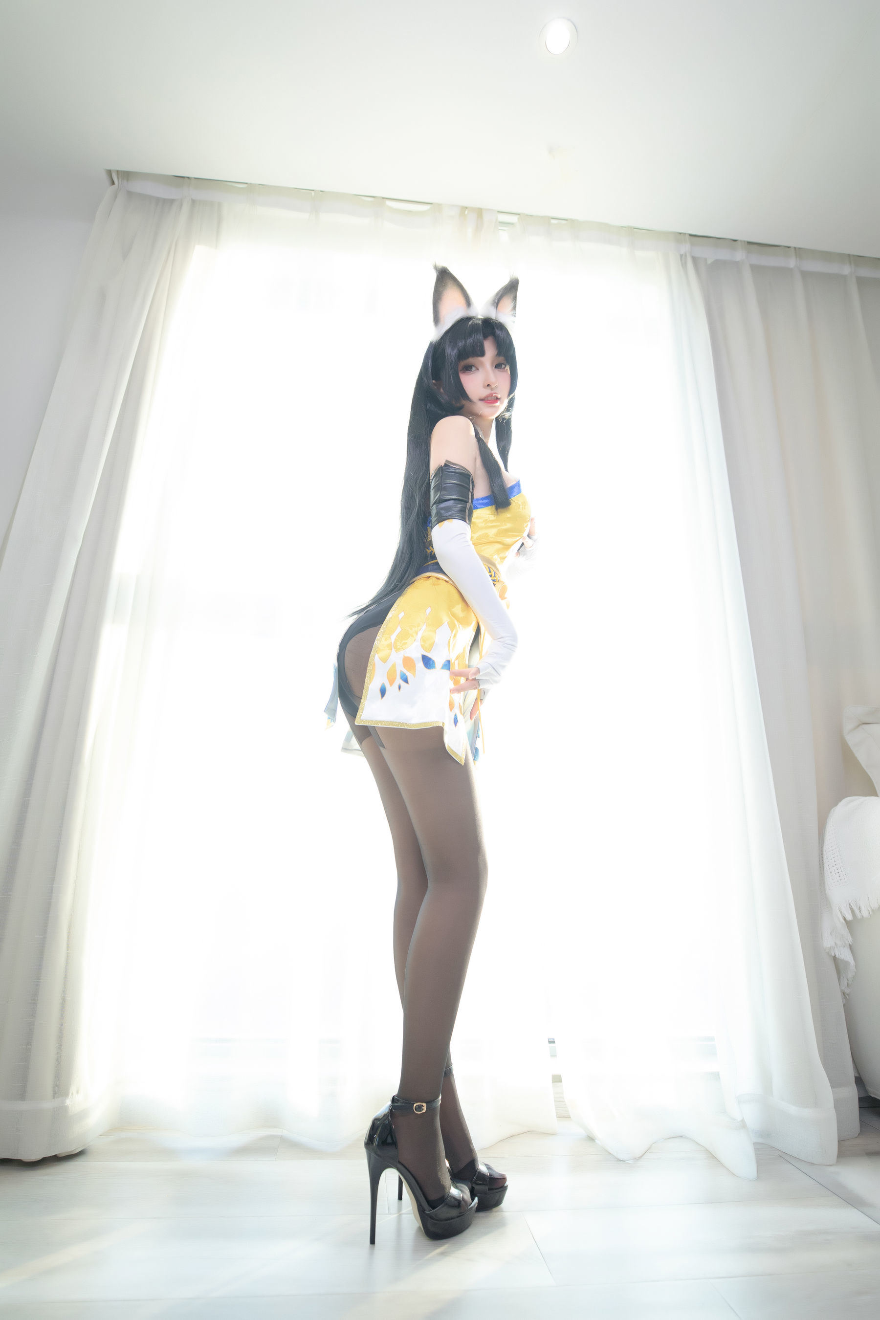 Internet Celebrity COS]  belle ta Kagura Ban Madong Black Silk Hu Tao