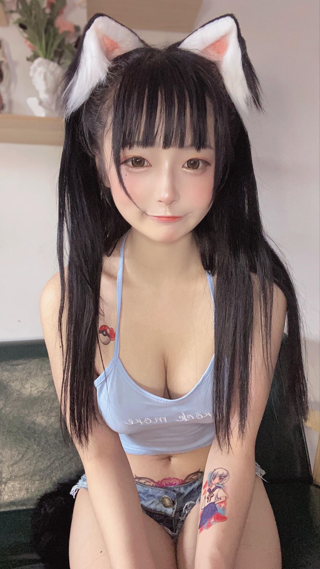 ジャージャー、すごく難しいよ、《ブルーの吊帯体操服》