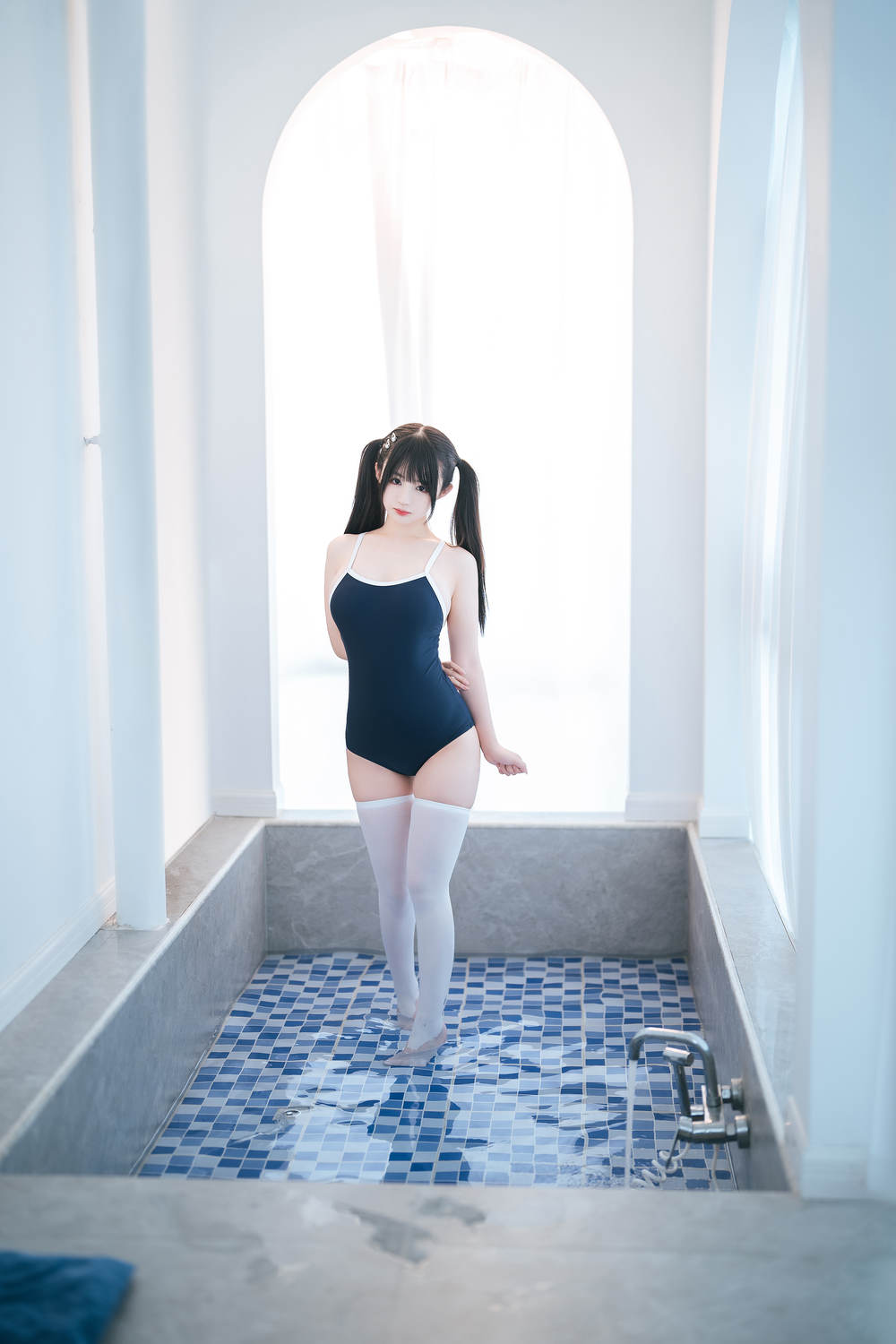 Sakurai Ningning White Silk School Swimsuit