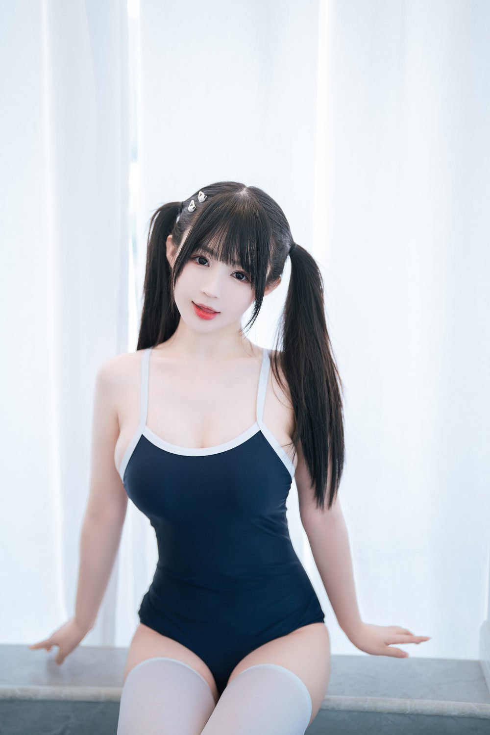 Sakurai Ningning White Silk School Swimsuit