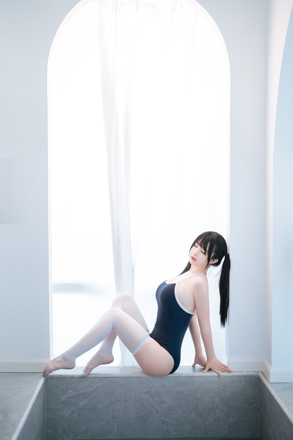 Sakurai Ningning White Silk School Swimsuit