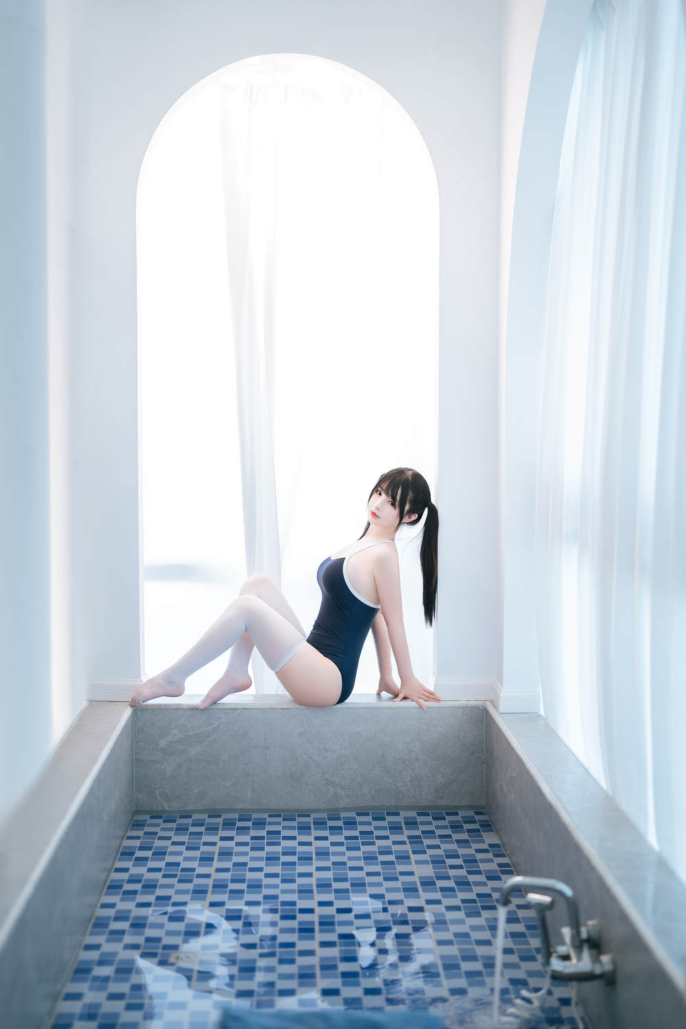 Sakurai Ningning White Silk School Swimsuit