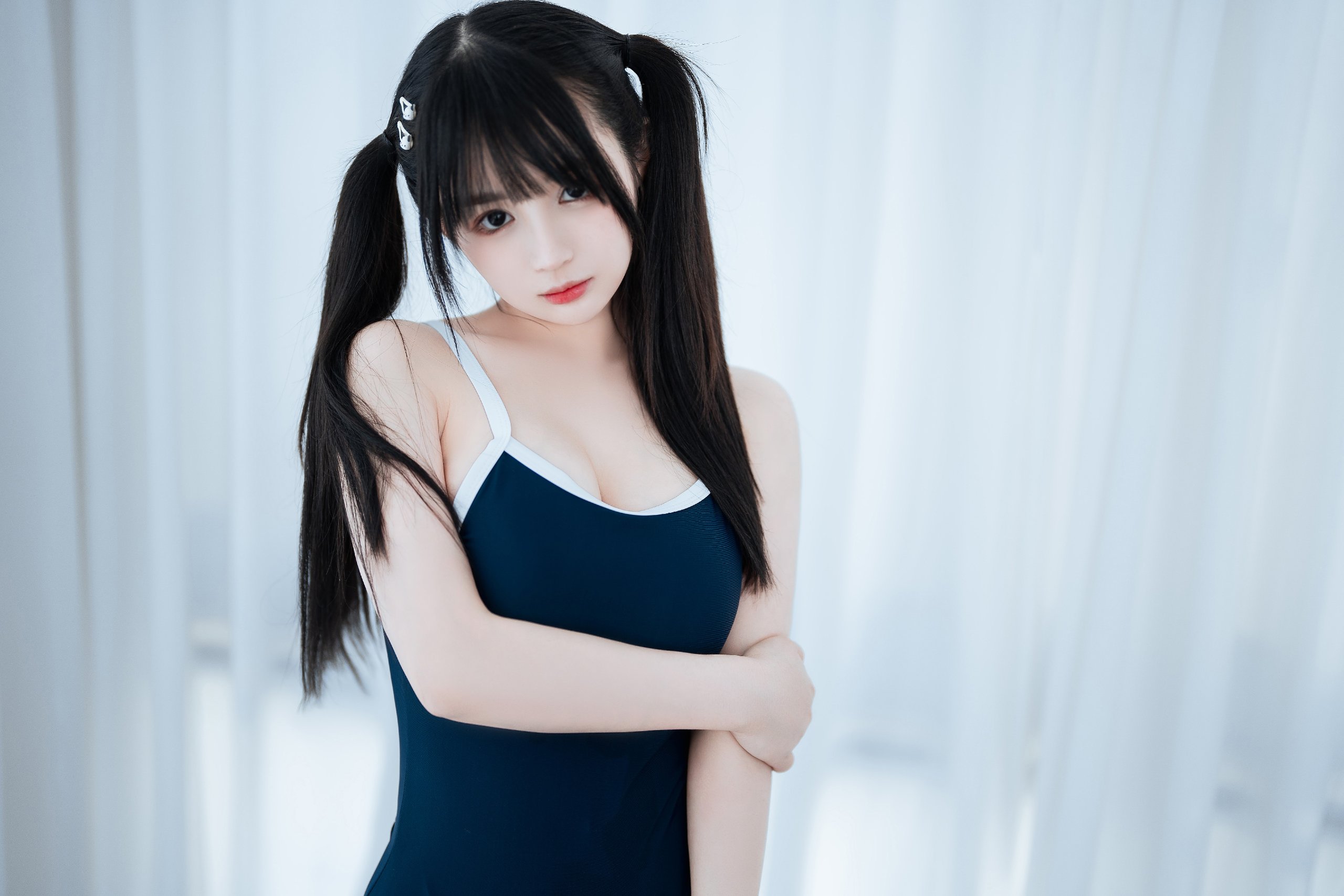 Sakurai Nene - Black Silk School Swimsuit