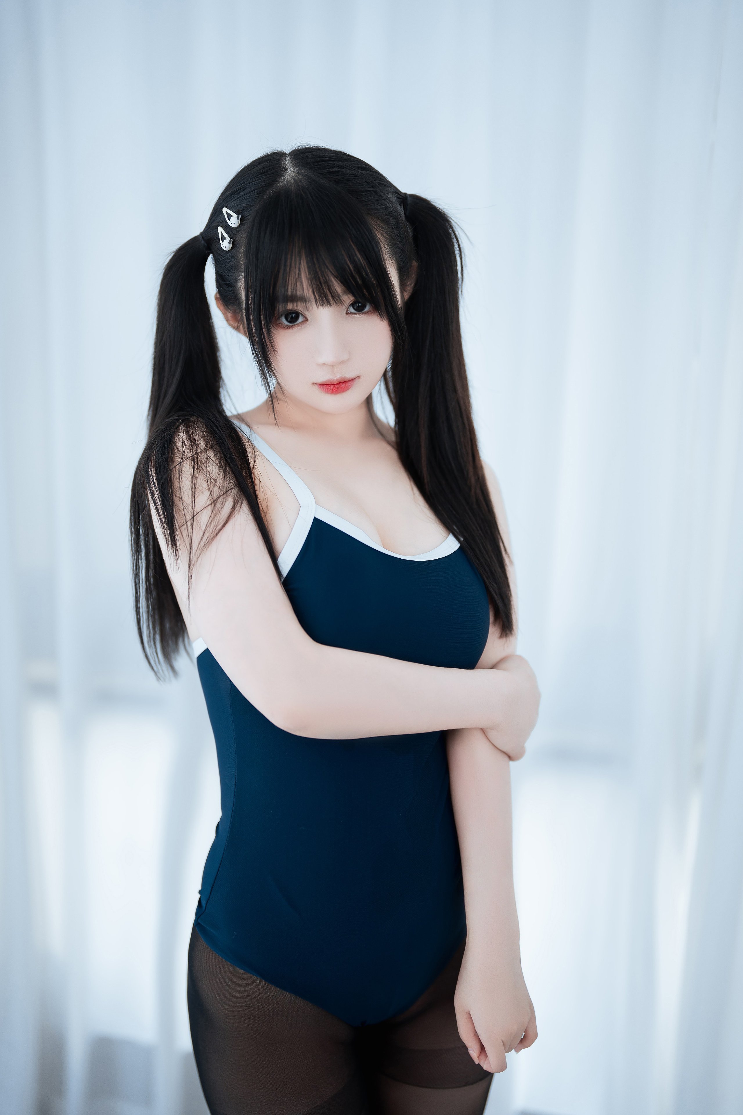 Sakurai Nene - Black Silk School Swimsuit