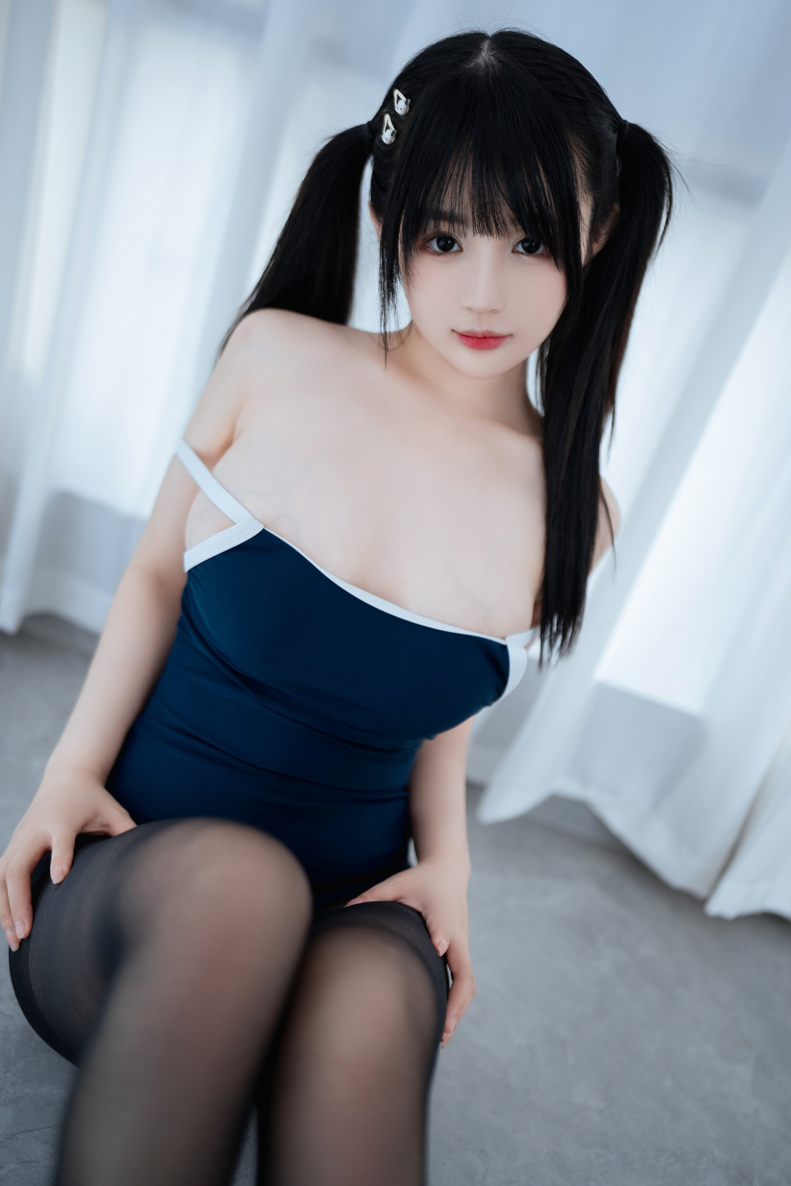 Sakurai Nene - Black Silk School Swimsuit