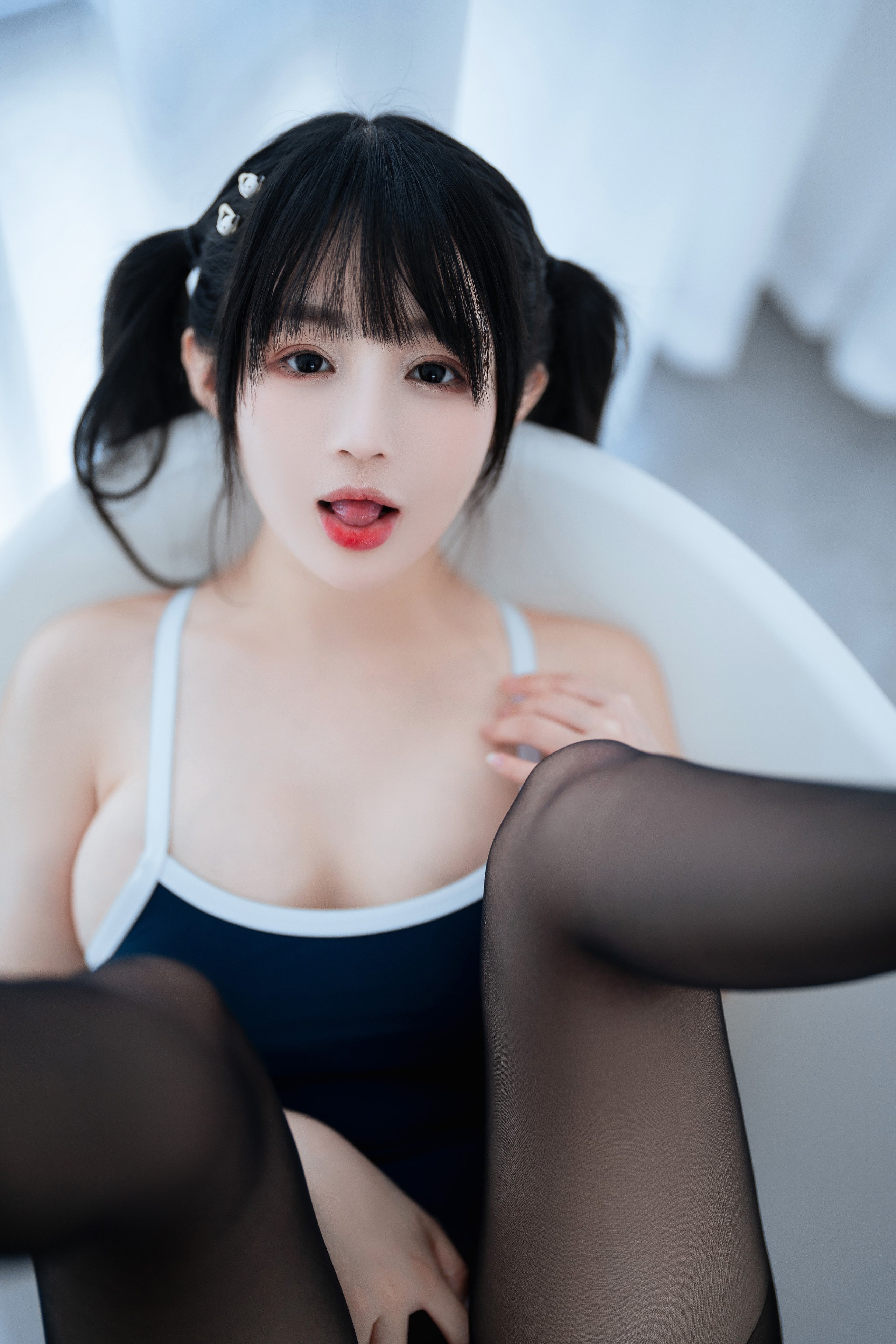Sakurai Nene - Black Silk School Swimsuit