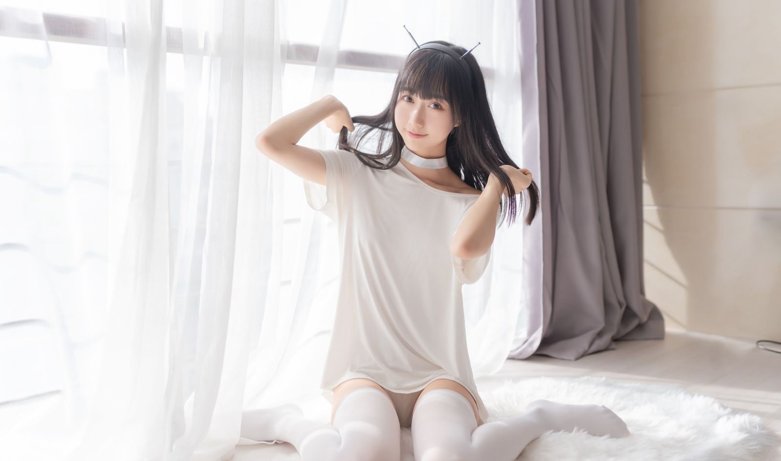 コスプレ極品ブラックストッキング大スケール超エロホワイトストッキング美脚美女福利画像