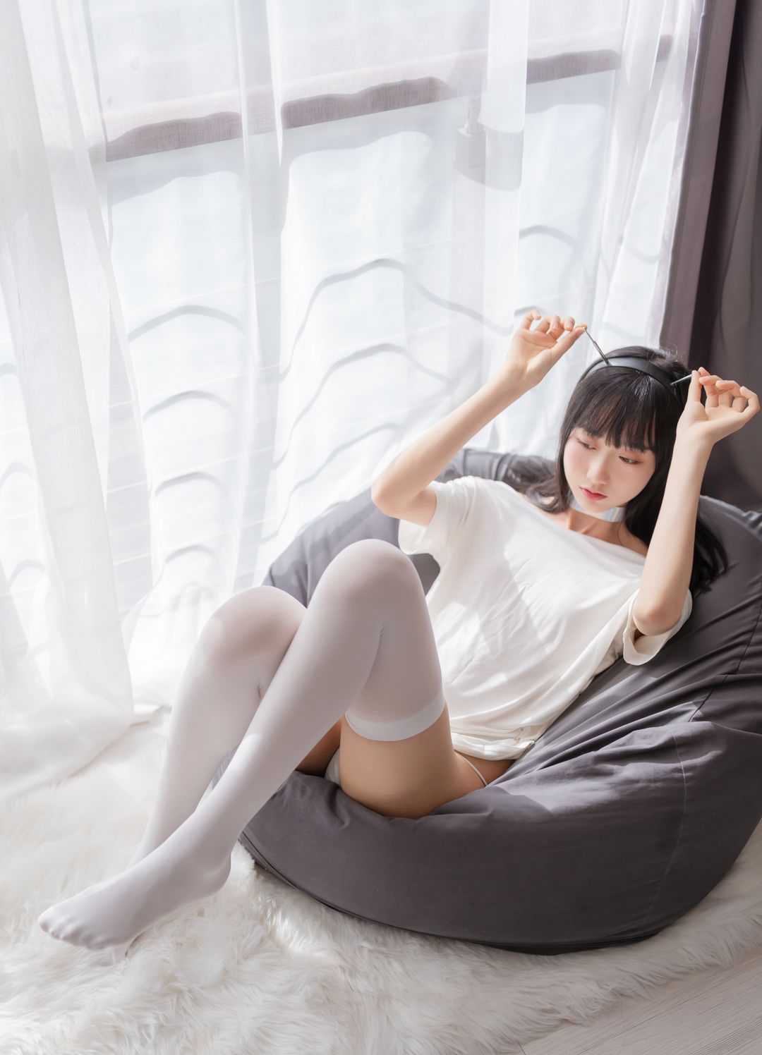 コスプレ極品ブラックストッキング大スケール超エロホワイトストッキング美脚美女福利画像