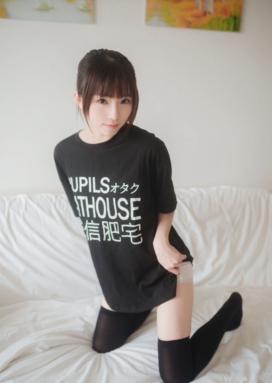 JK制服美女性感黑色過膝襪Cosplay大尺度圖片