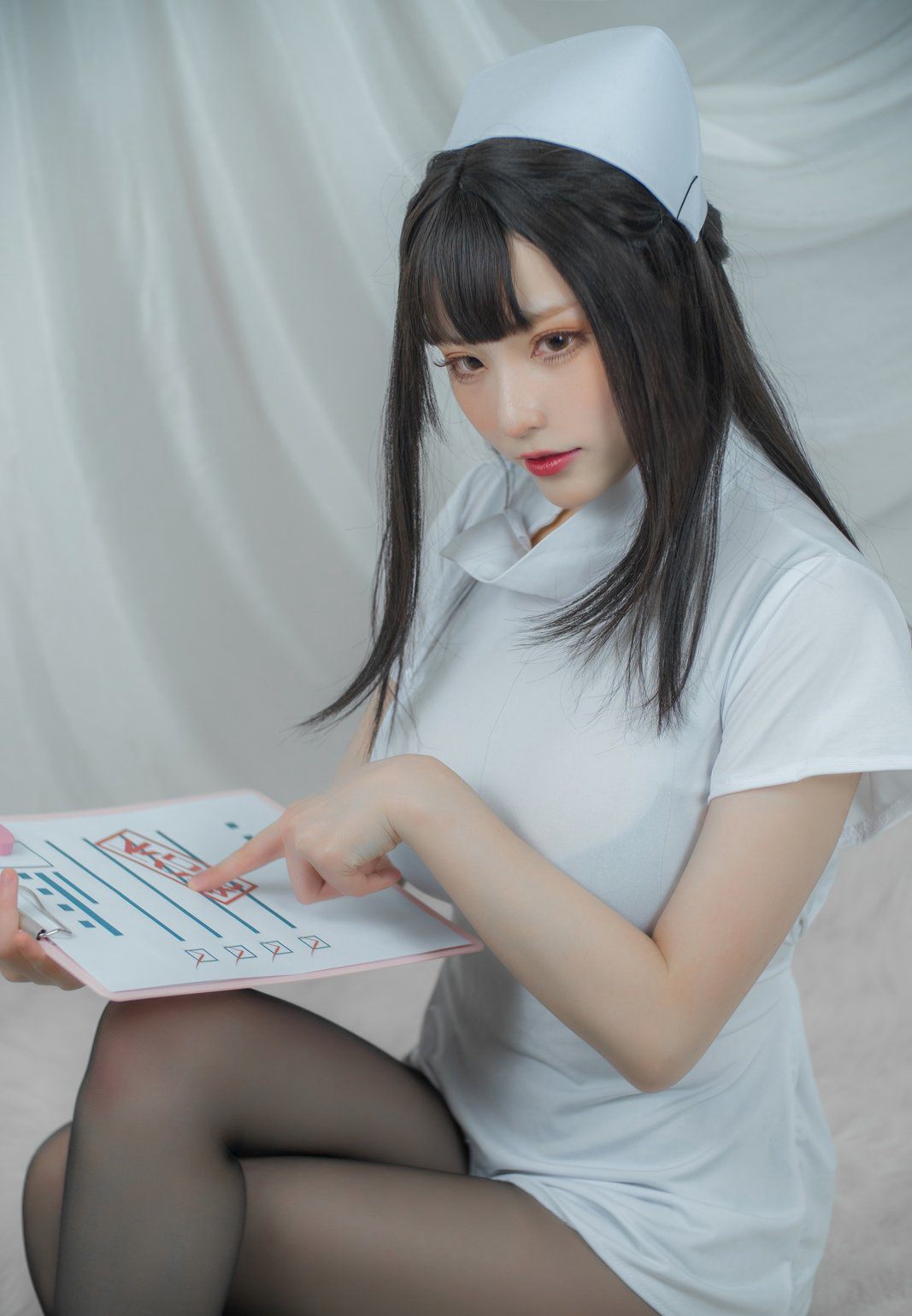 Cheese Block Wii Black Silk Sexy Nurse Outfit Top-Quality Big-Breasted Beauty Large-Scale Dirty Pictures Temptation Cosplay