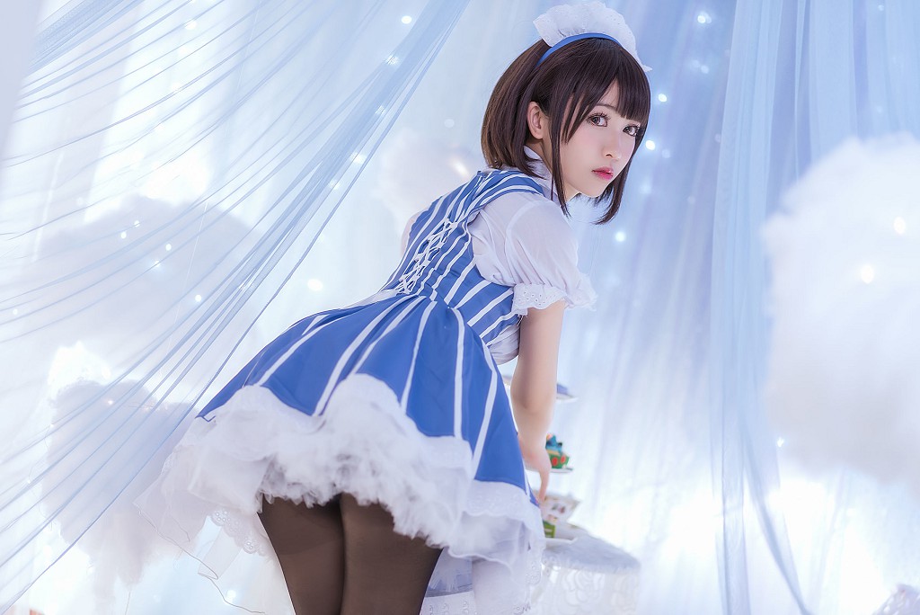 Eel Yu Fei Er: "Kato Megumi + Maid + Animal Ears + Cherry Love" [Cosplay Beauty] Photo Collection [36P