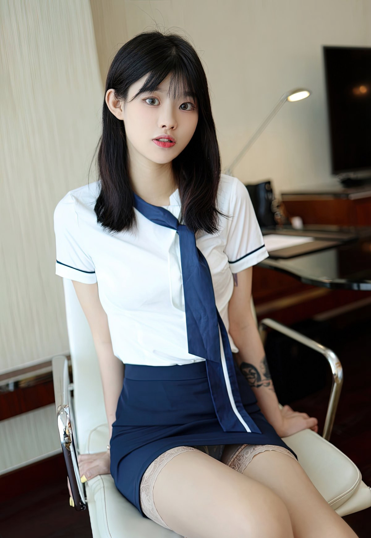 極致性感空姐制服誘惑超漂亮鄰家女孩性感長腿肉絲襪